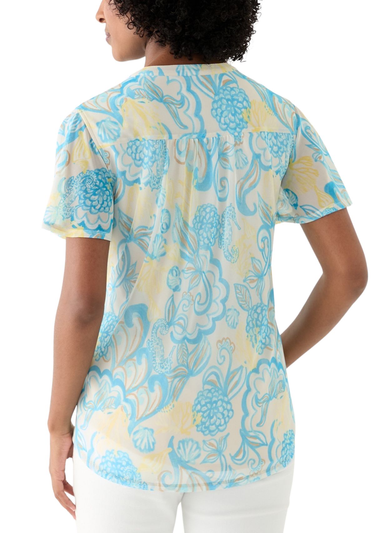 Womens Printed Mesh Top