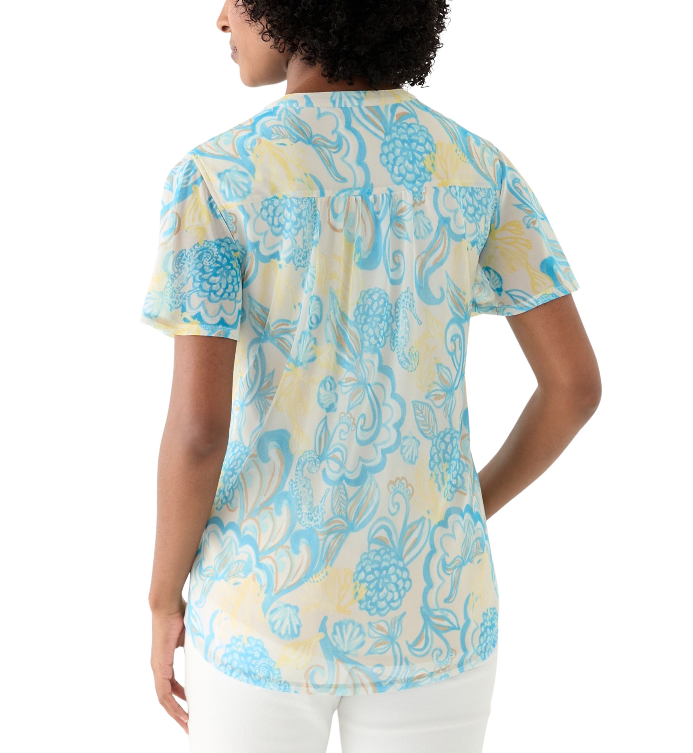Womens Printed Mesh Top
