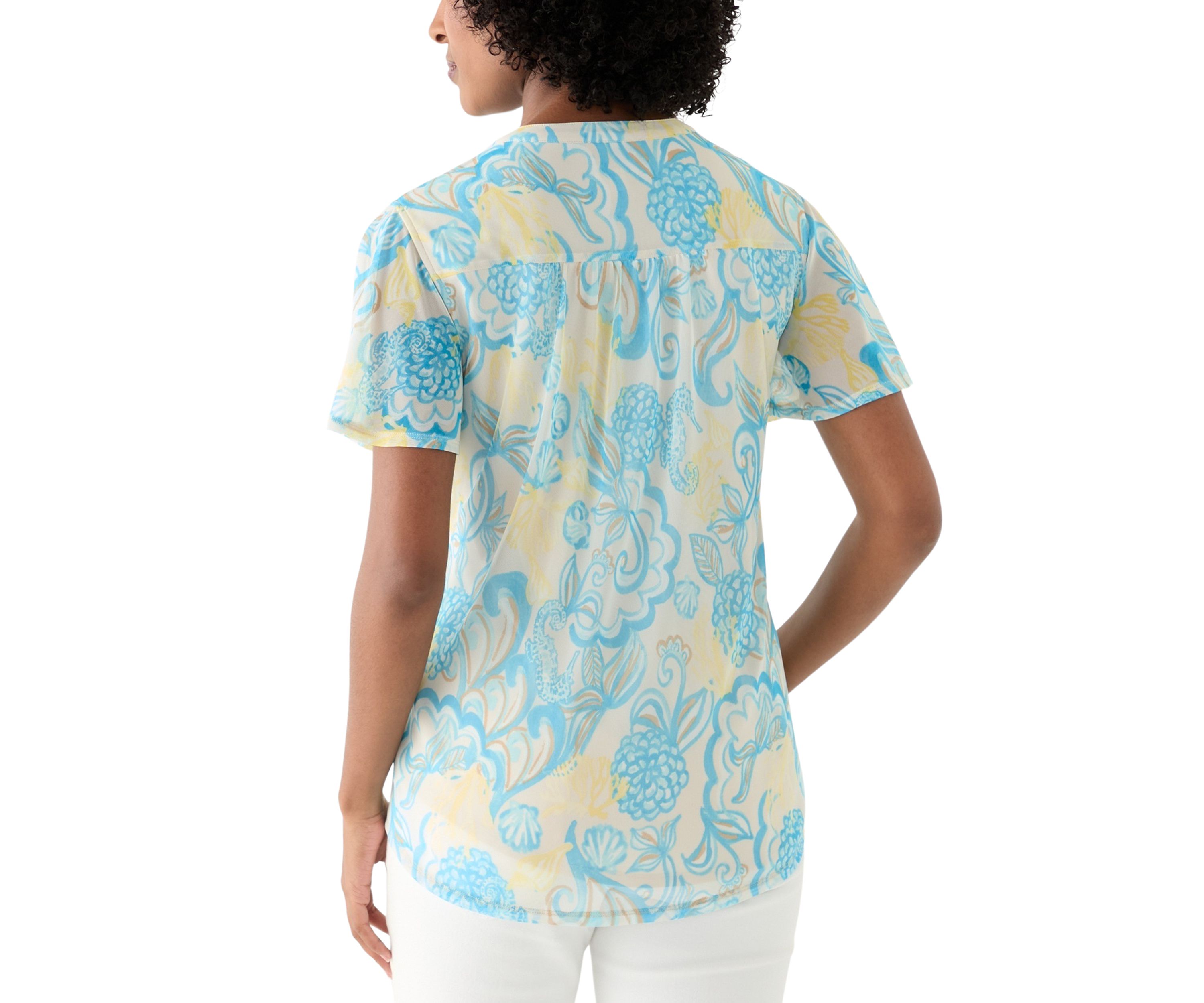 Womens Printed Mesh Top