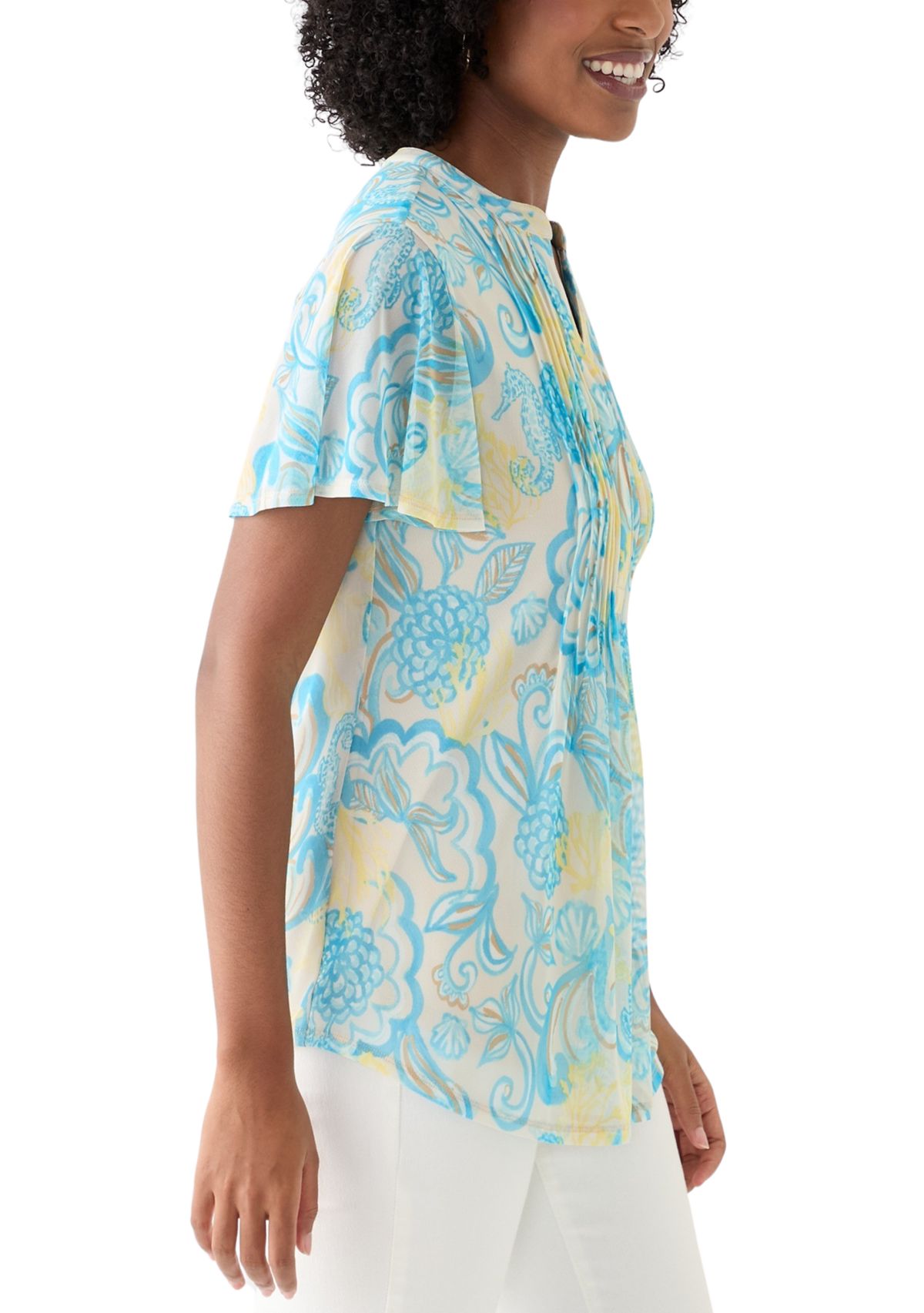 Womens Printed Mesh Top