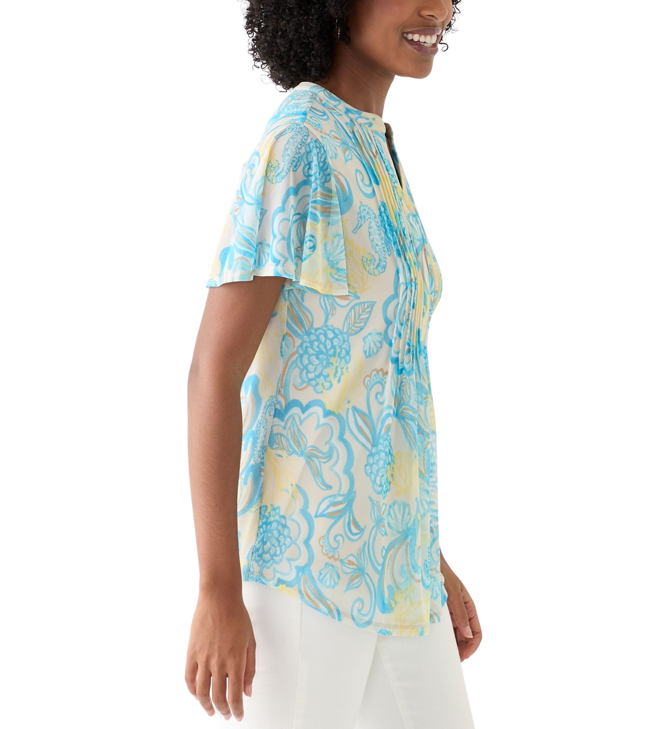 Womens Printed Mesh Top
