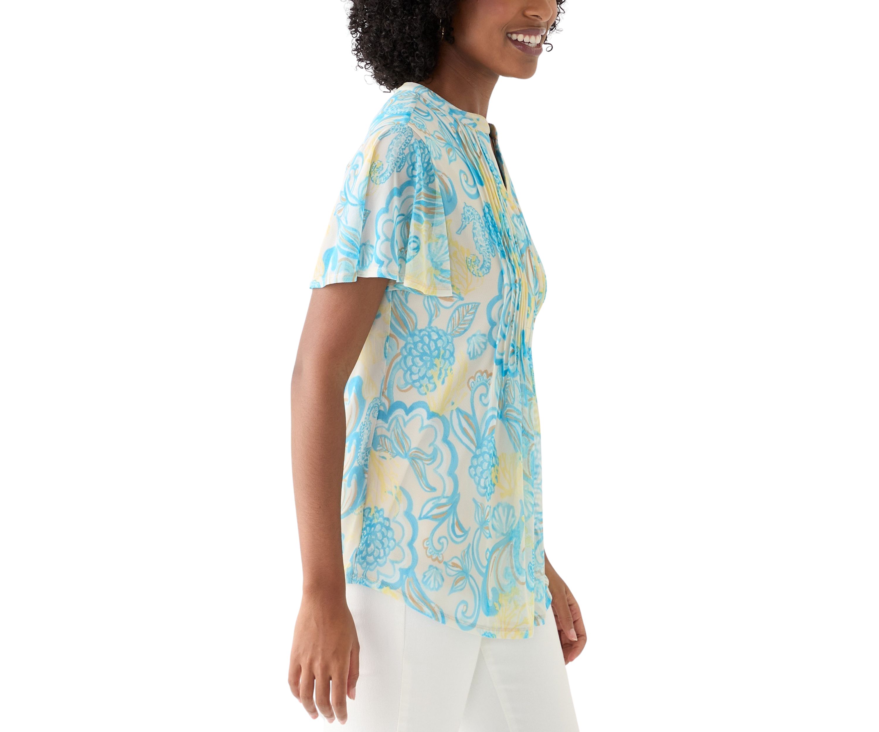 Womens Printed Mesh Top