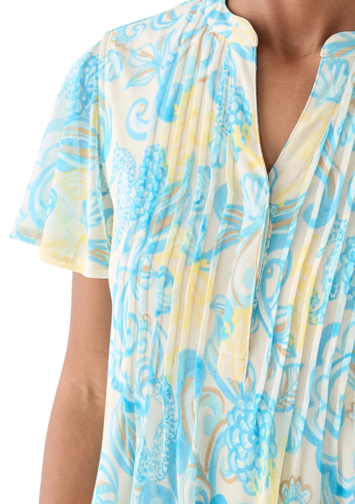 Womens Printed Mesh Top