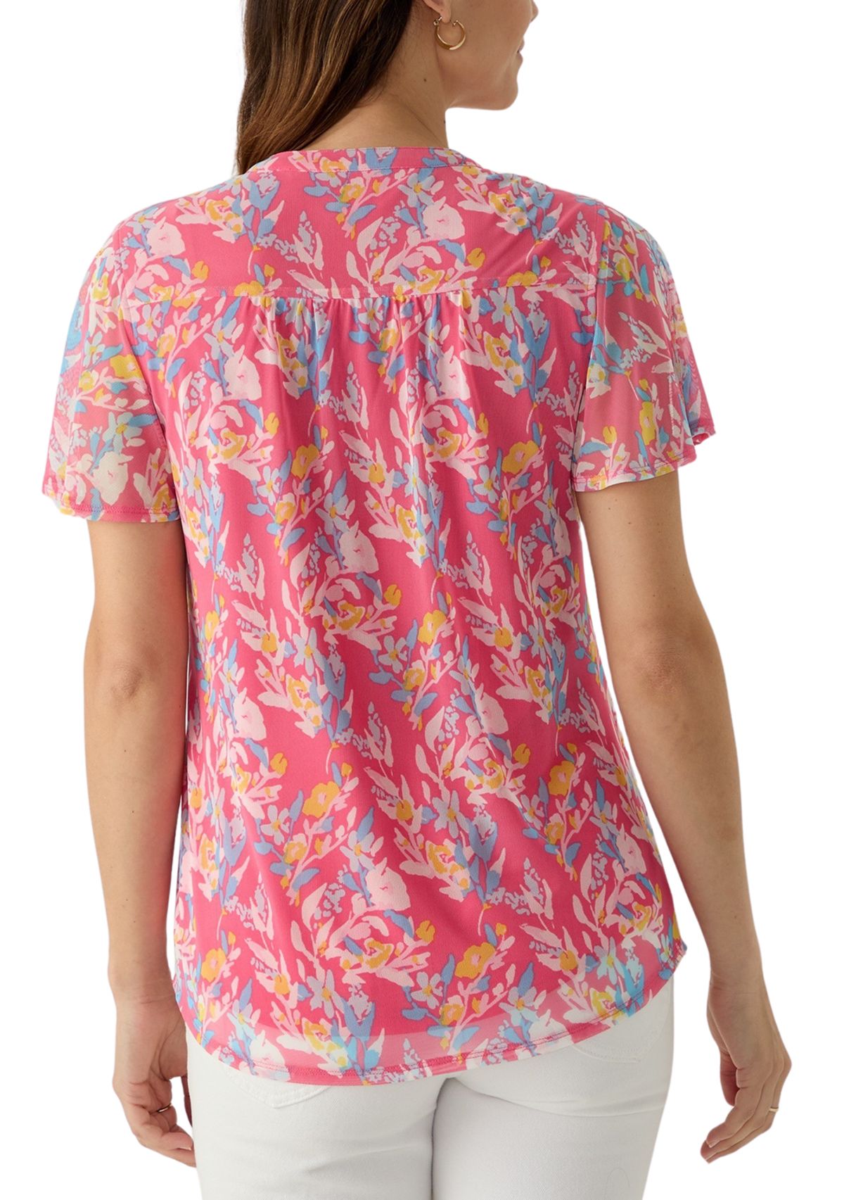 Womens Mesh Printed Top