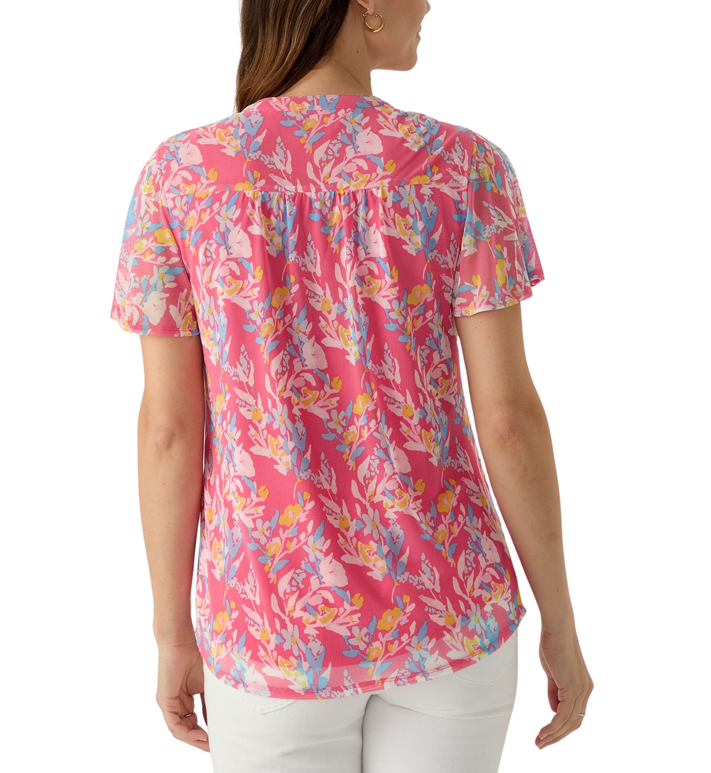 Womens Mesh Printed Top