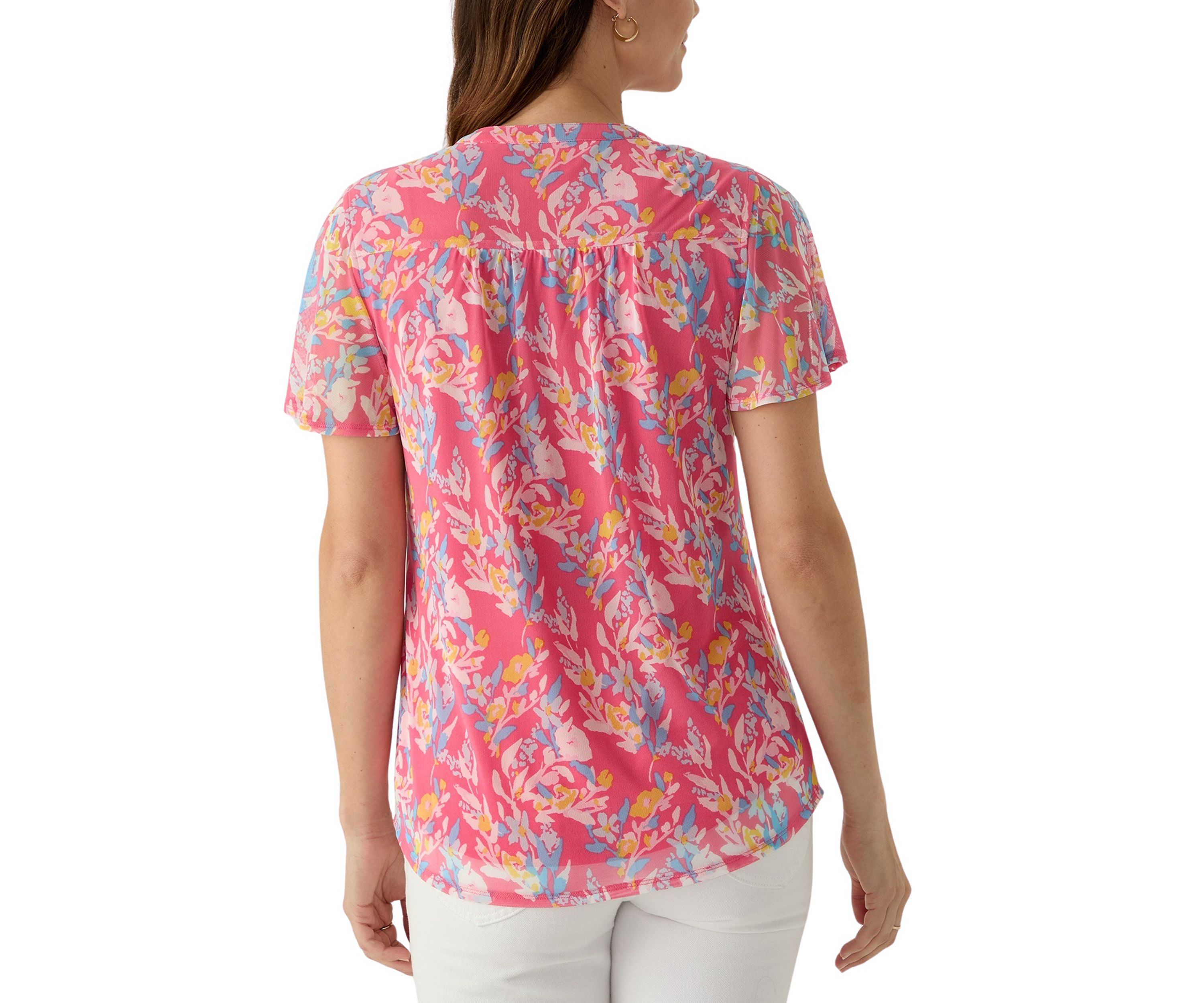 Womens Mesh Printed Top