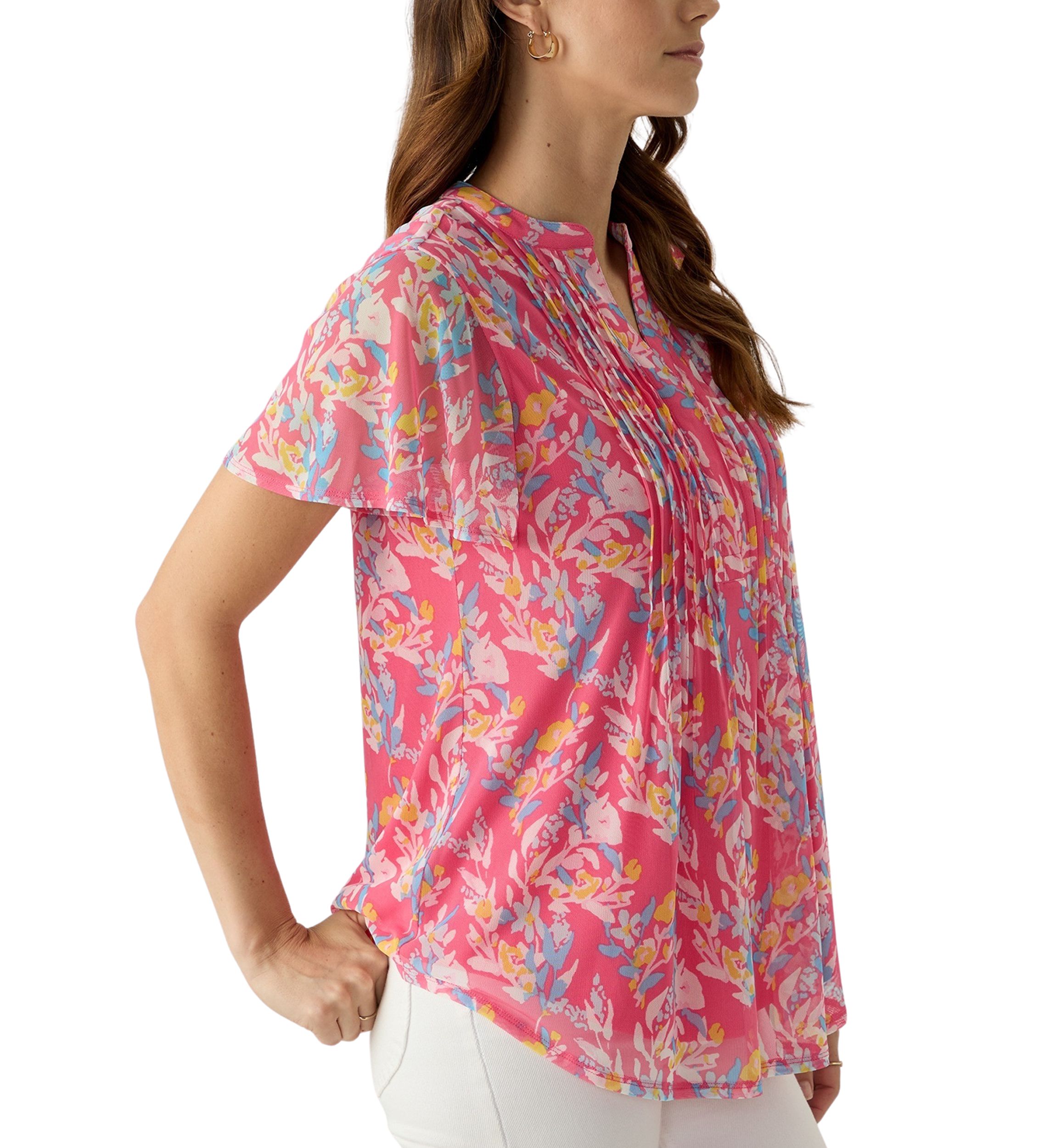 Womens Mesh Printed Top