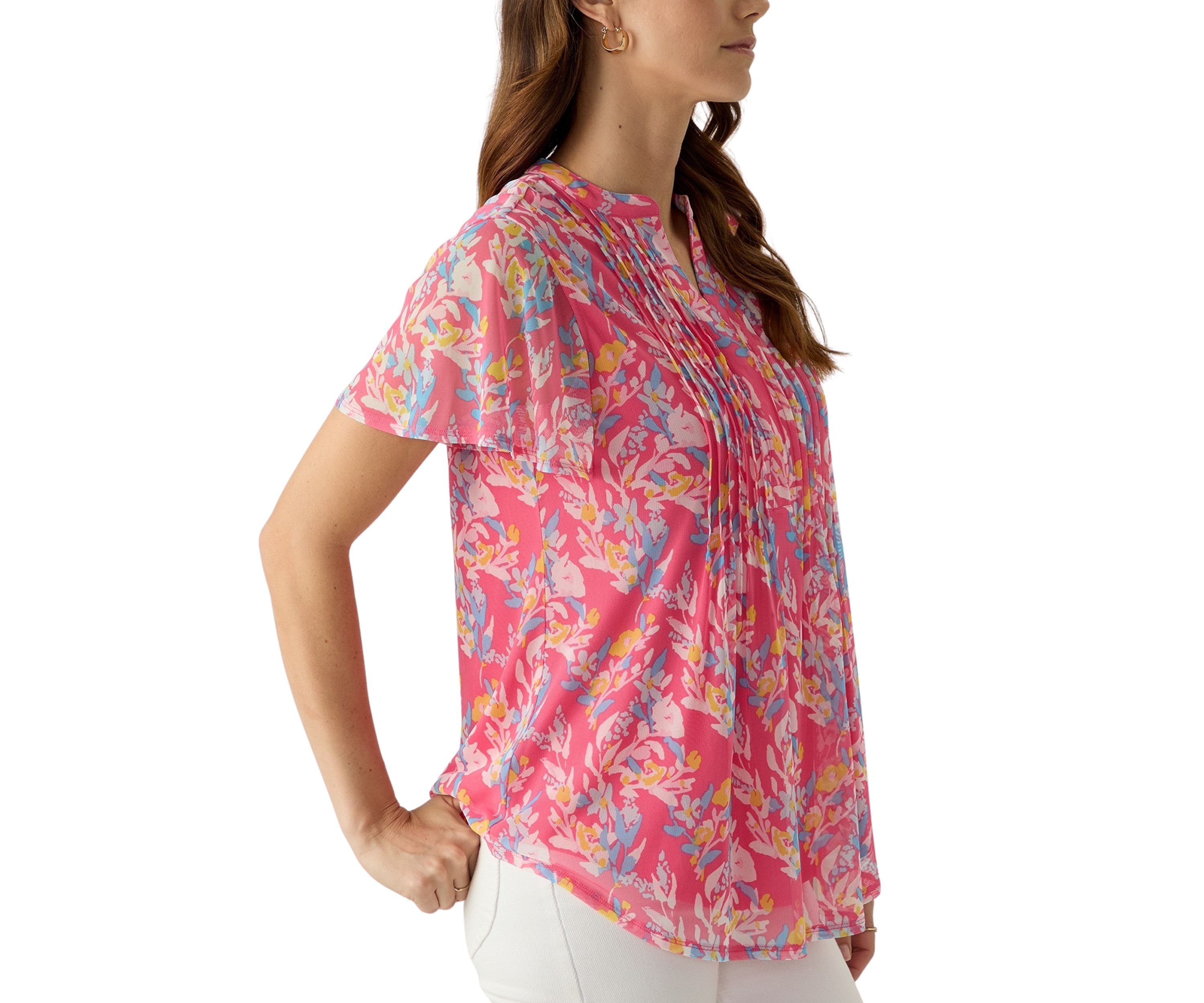 Womens Mesh Printed Top