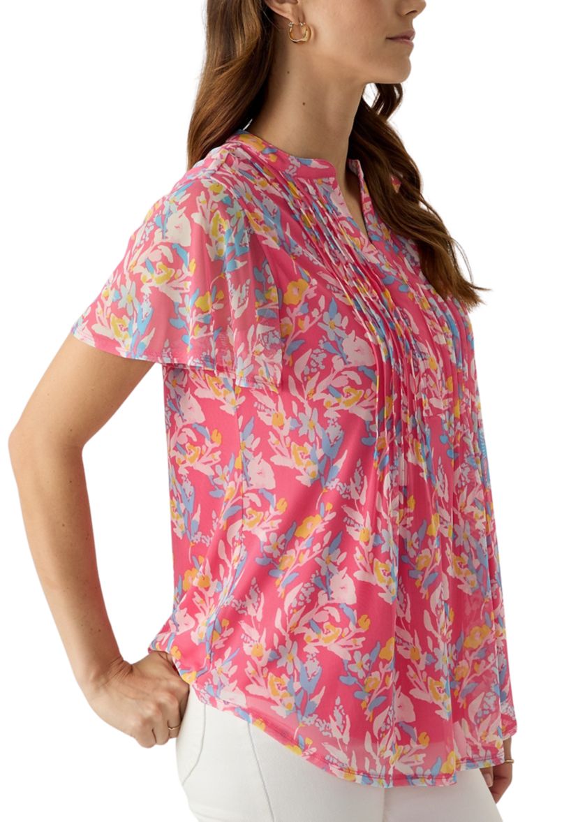 Womens Mesh Printed Top