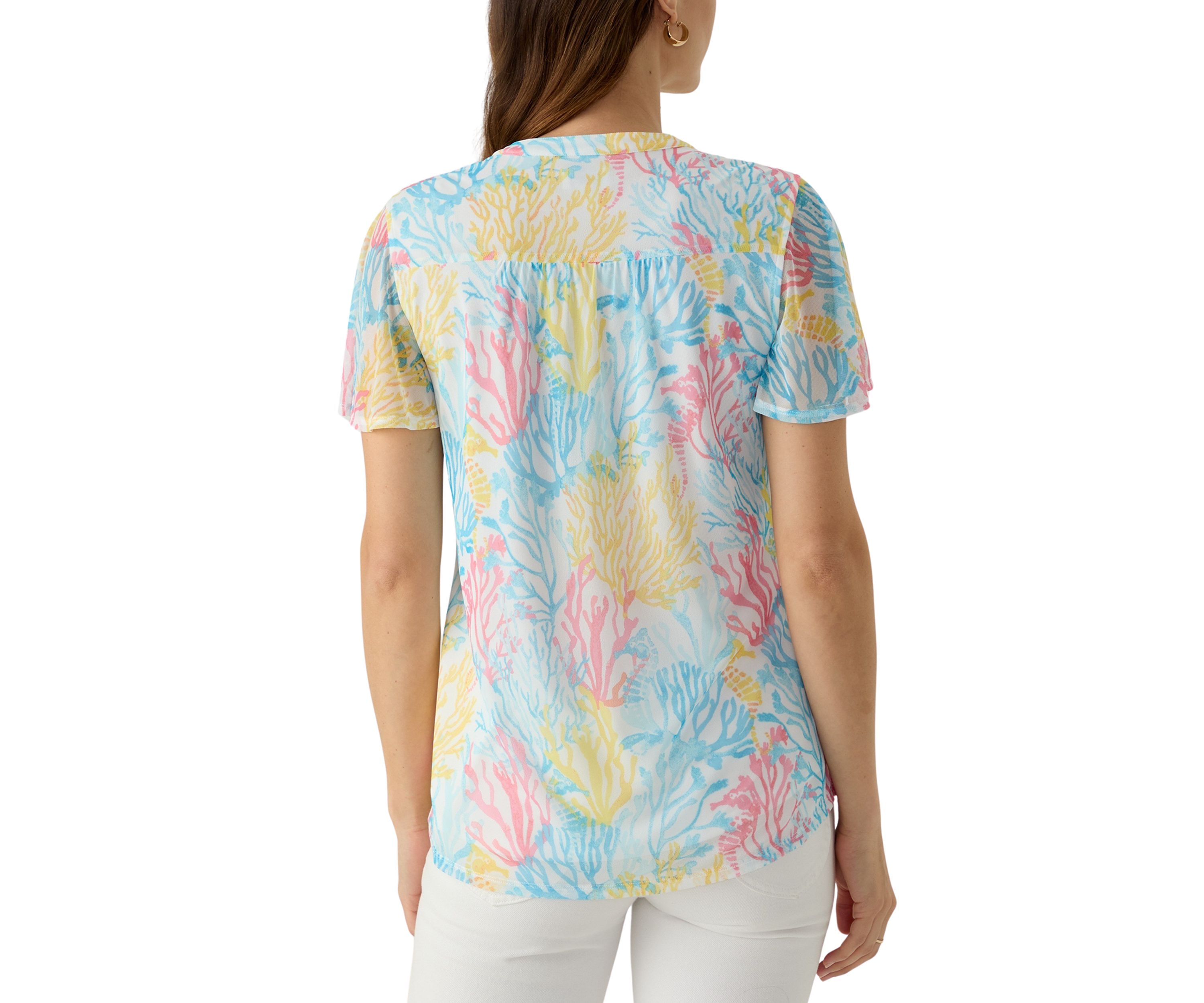 Womens Mesh Printed Top