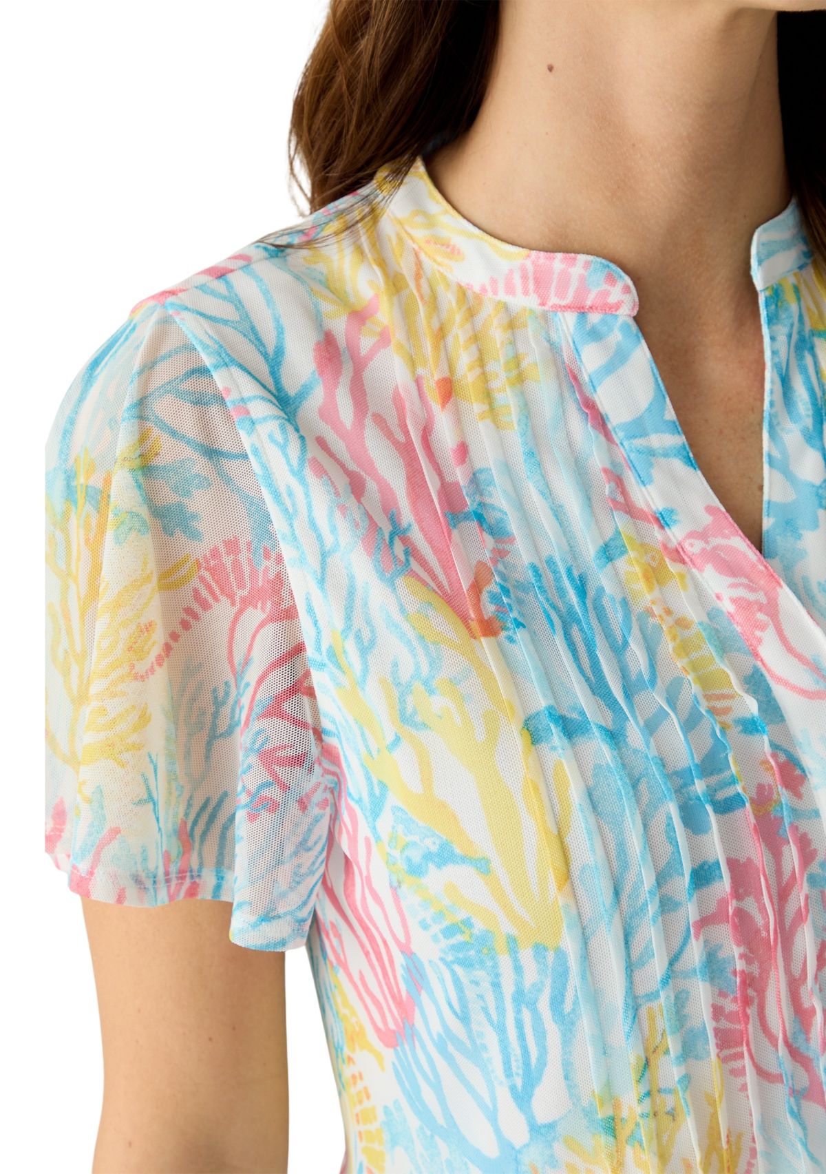 Womens Mesh Printed Top