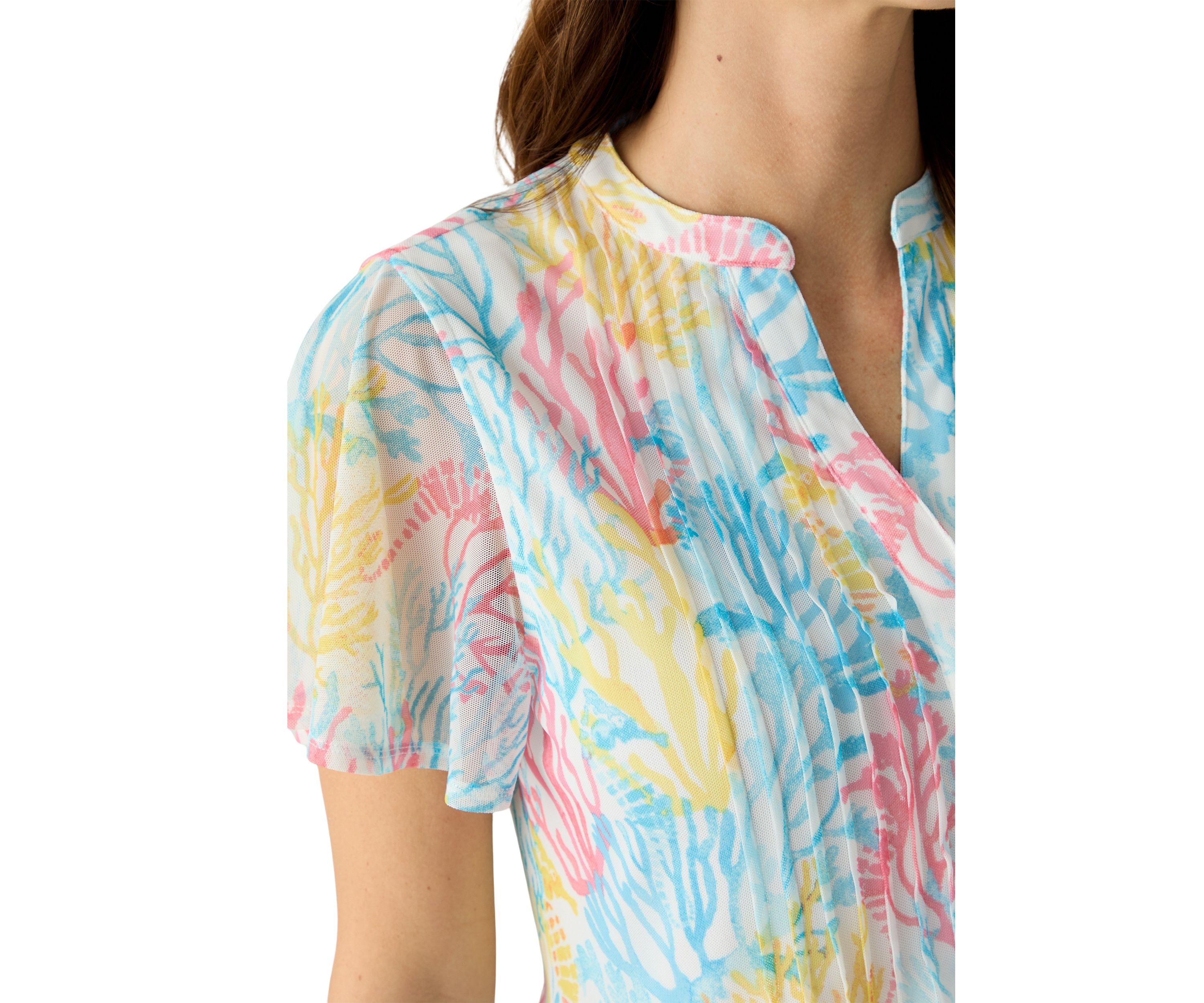 Womens Mesh Printed Top