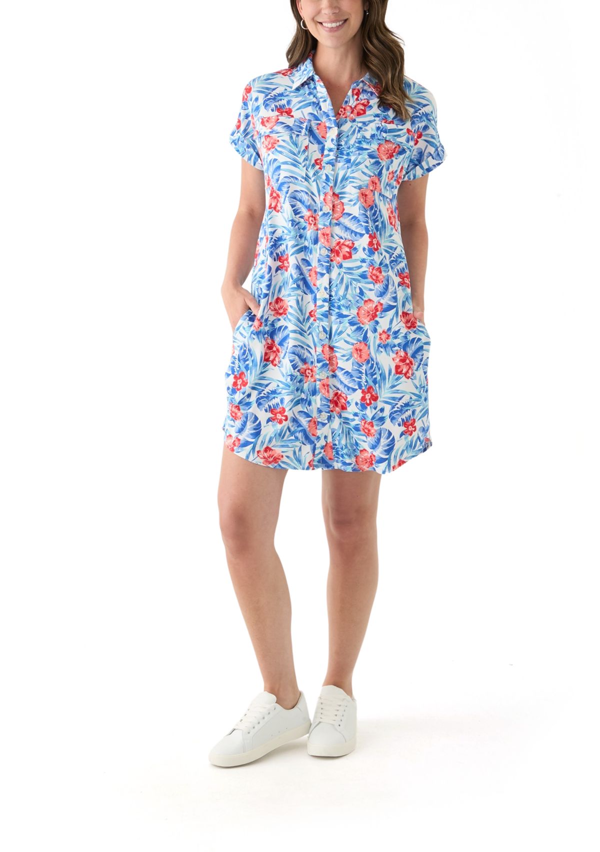 Womens Short Sleeve Dolman Shirtdress