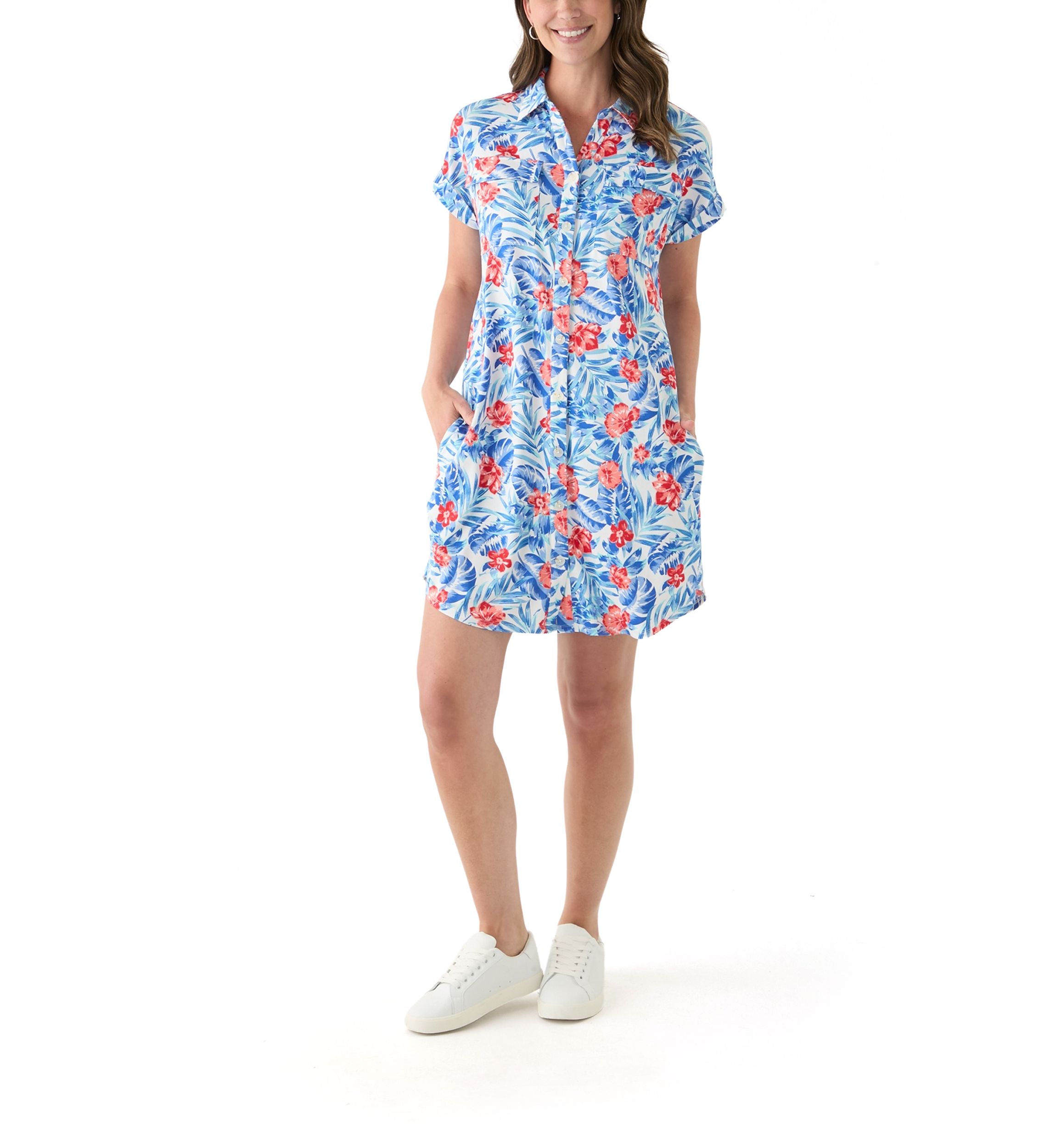Womens Short Sleeve Dolman Shirtdress