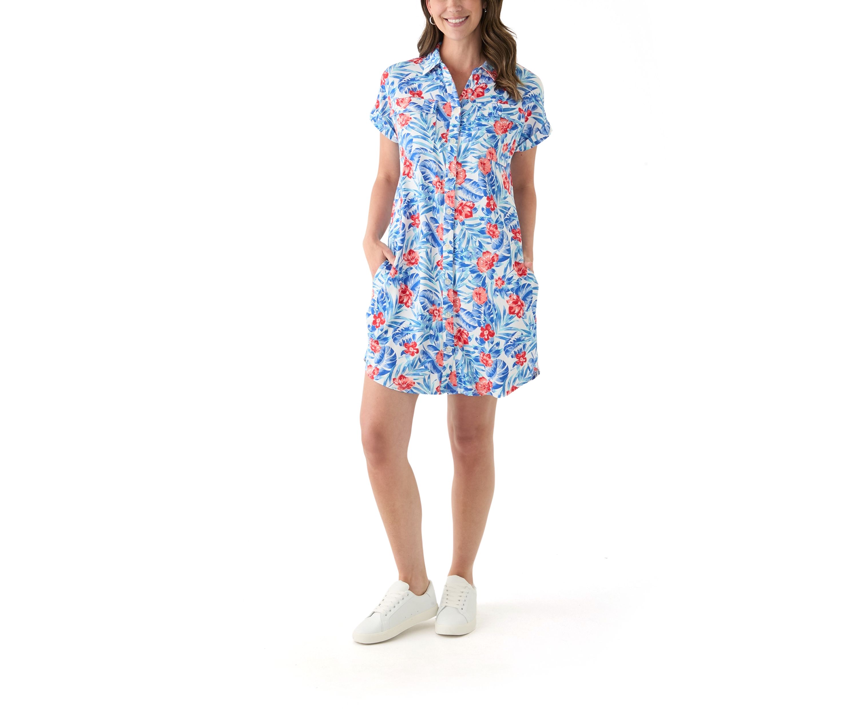 Womens Short Sleeve Dolman Shirtdress
