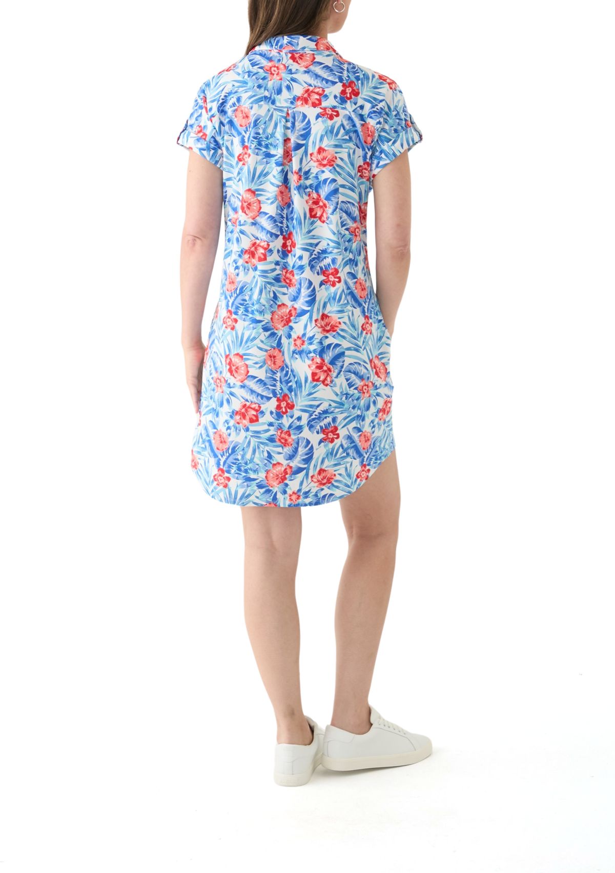 Womens Short Sleeve Dolman Shirtdress