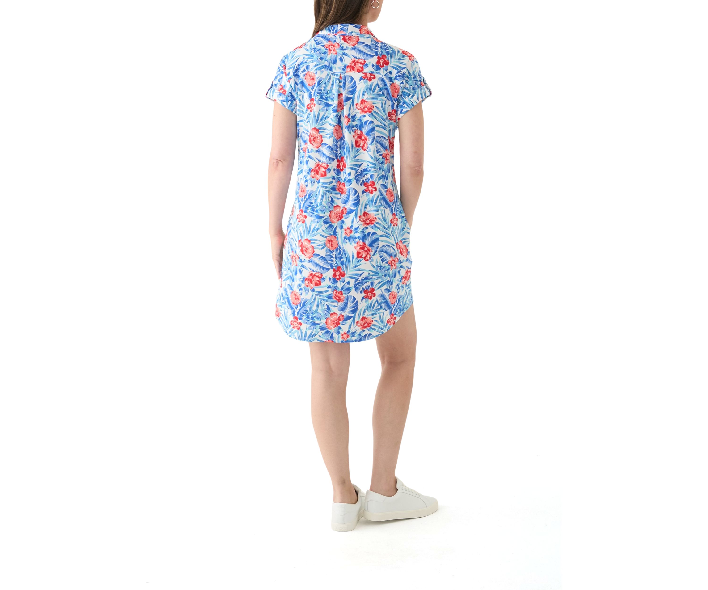 Womens Short Sleeve Dolman Shirtdress