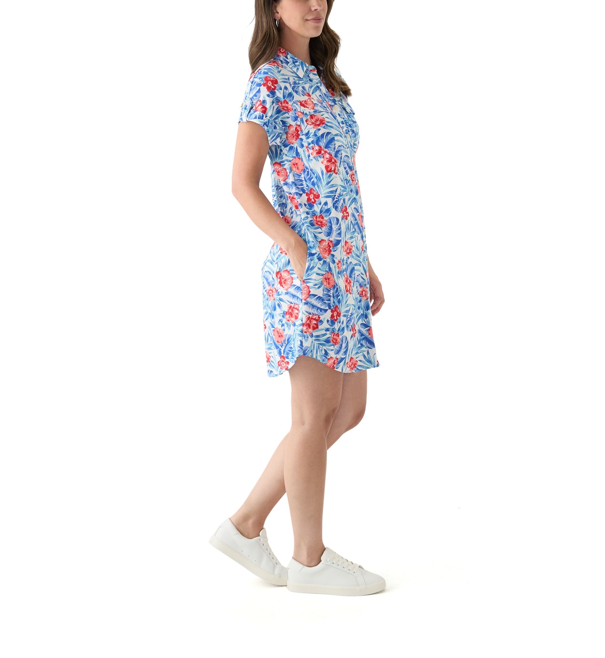 Womens Short Sleeve Dolman Shirtdress