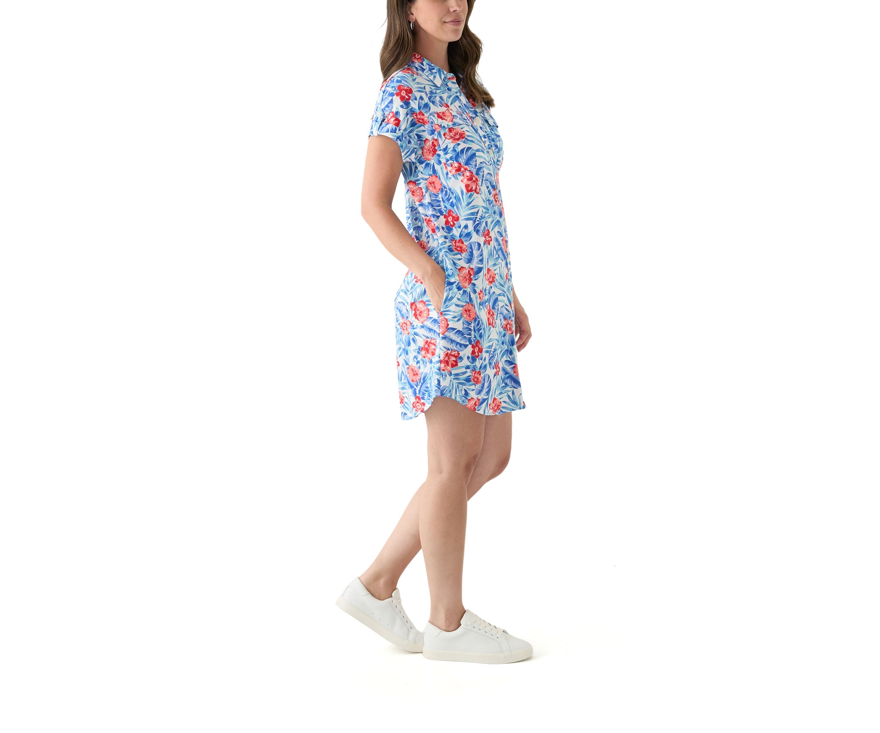 Womens Short Sleeve Dolman Shirtdress