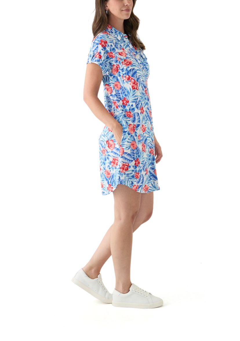 Womens Short Sleeve Dolman Shirtdress