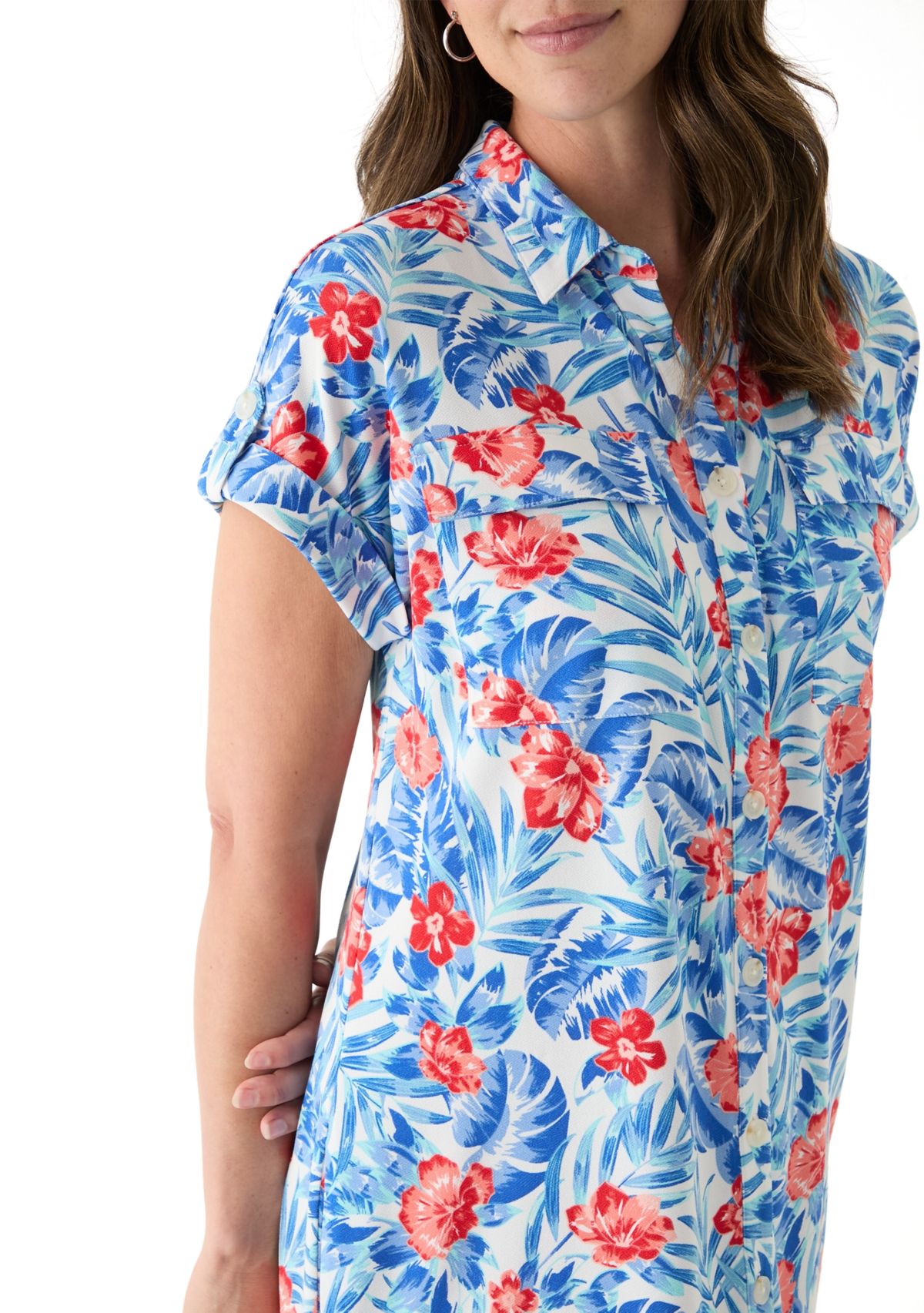 Womens Short Sleeve Dolman Shirtdress