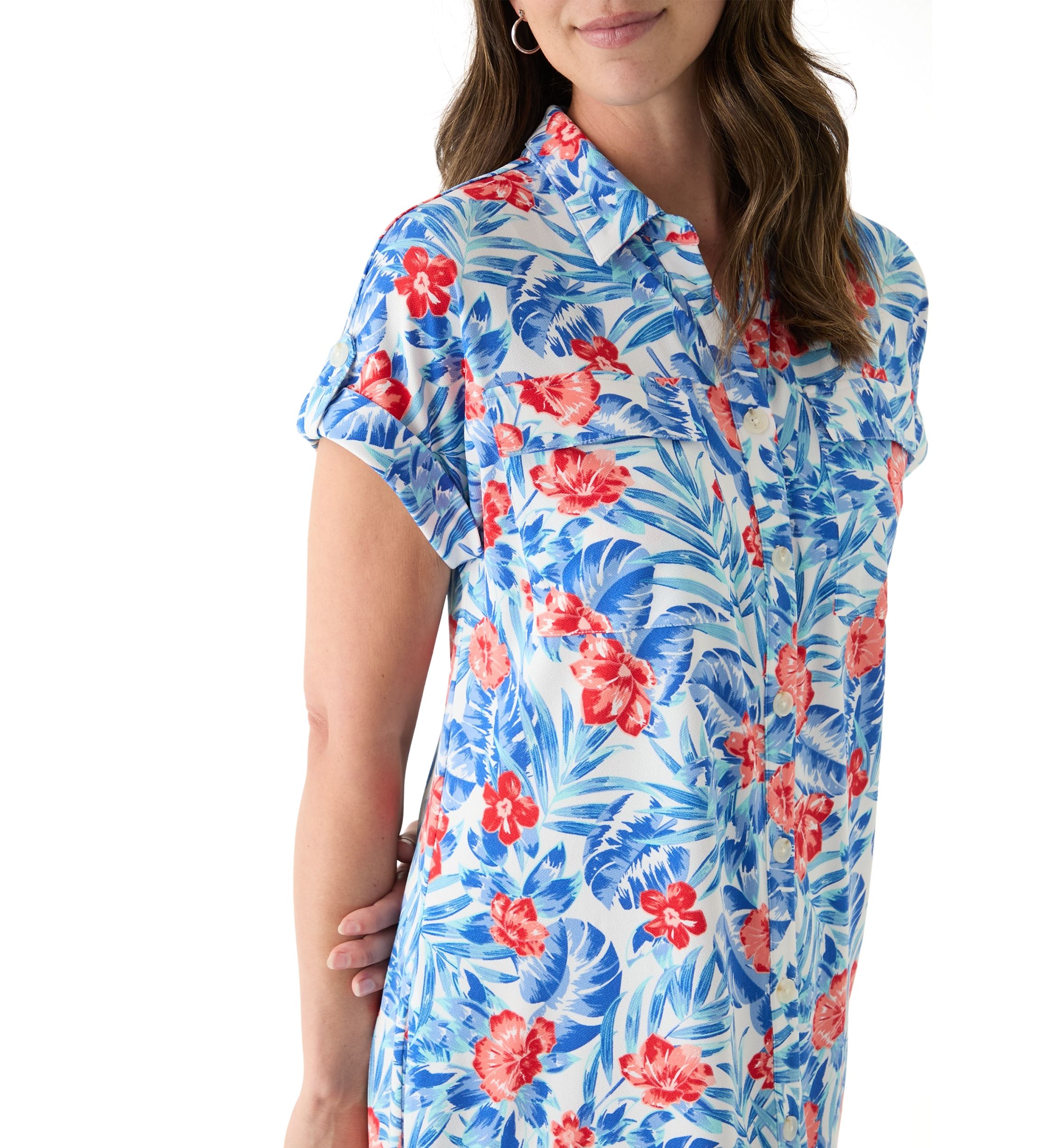 Womens Short Sleeve Dolman Shirtdress