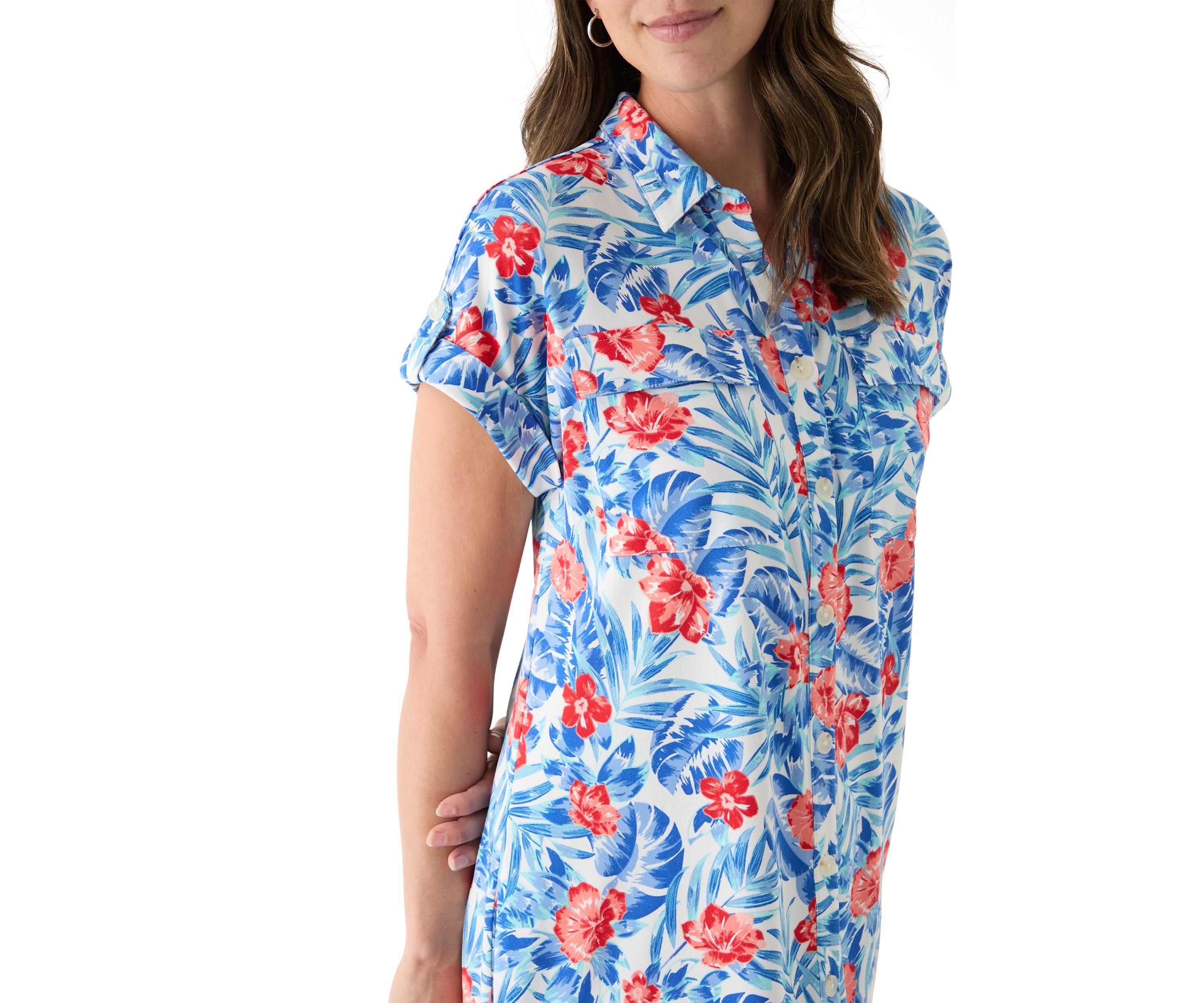 Womens Short Sleeve Dolman Shirtdress