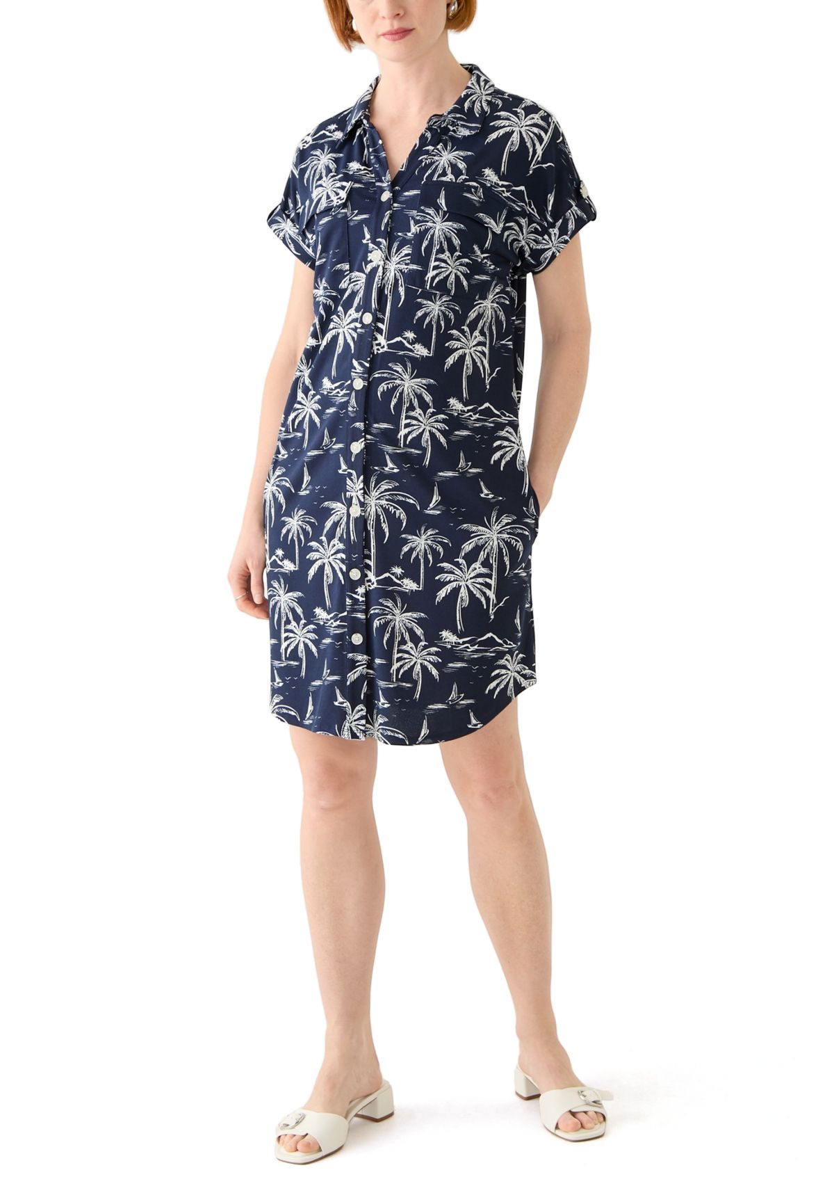 Womens Short Sleeve Dolman Shirtdress