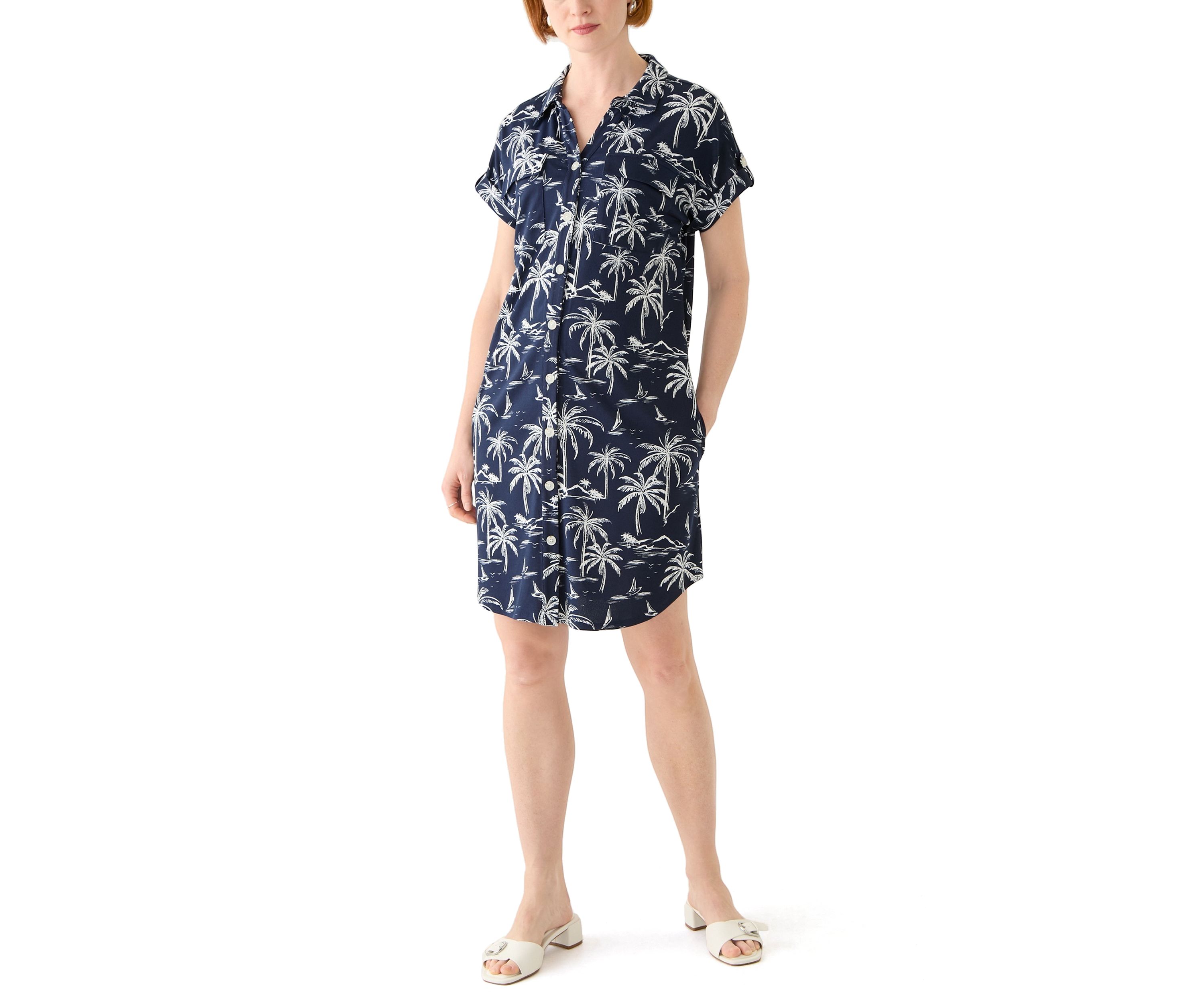 Womens Short Sleeve Dolman Shirtdress