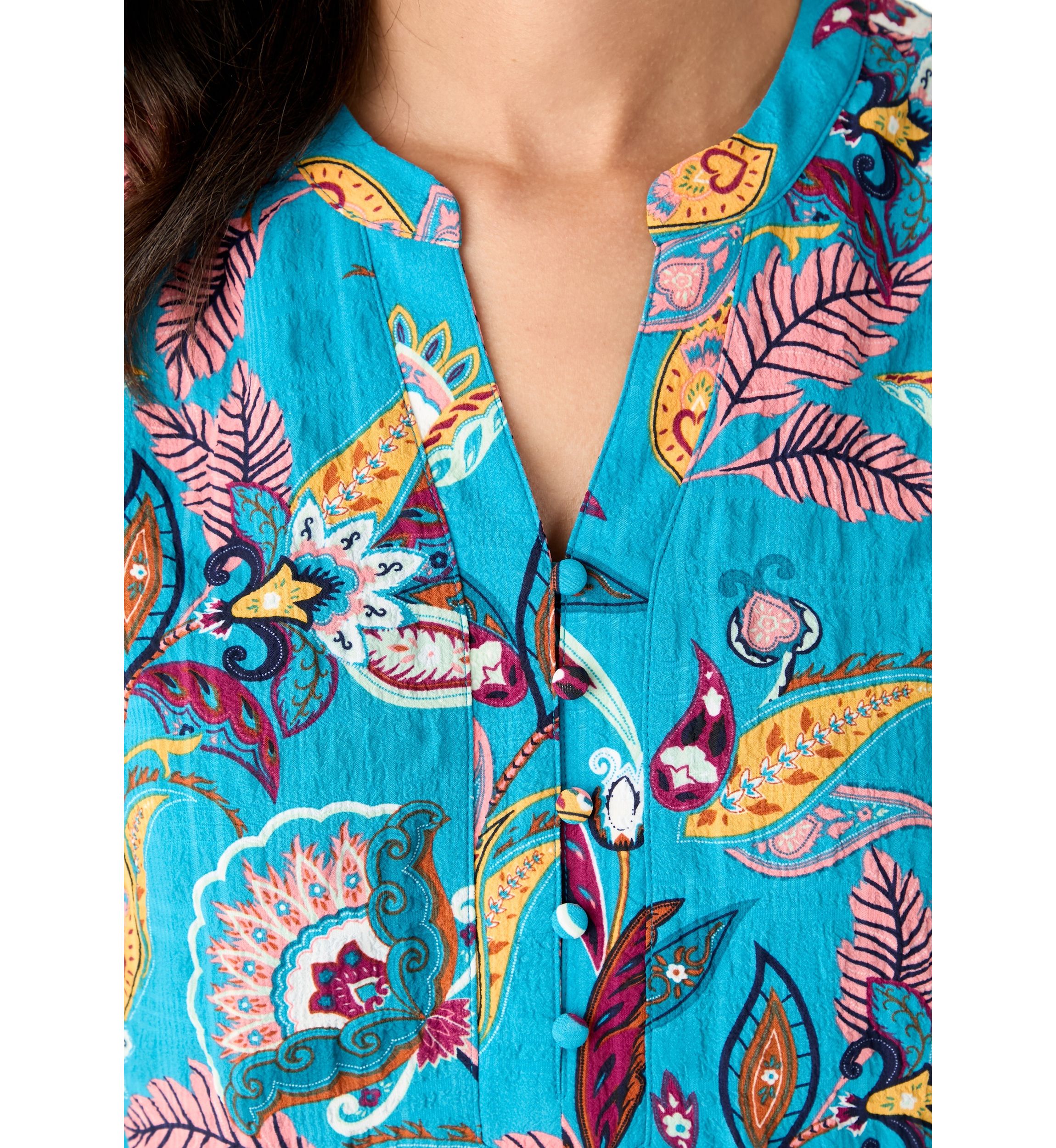 Womens Split Neck Long Sleeve Textured Henley Shirt