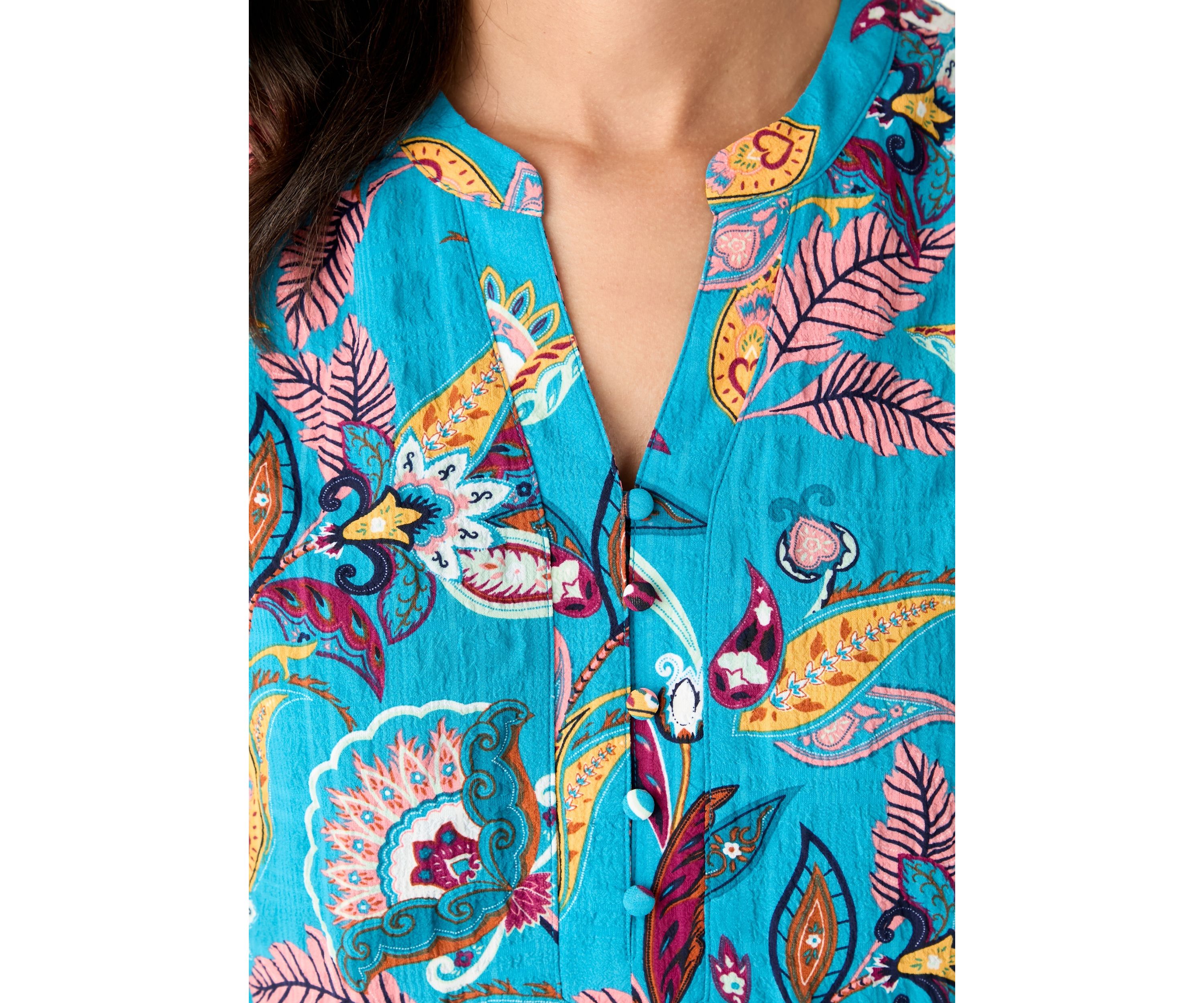 Womens Split Neck Long Sleeve Textured Henley Shirt