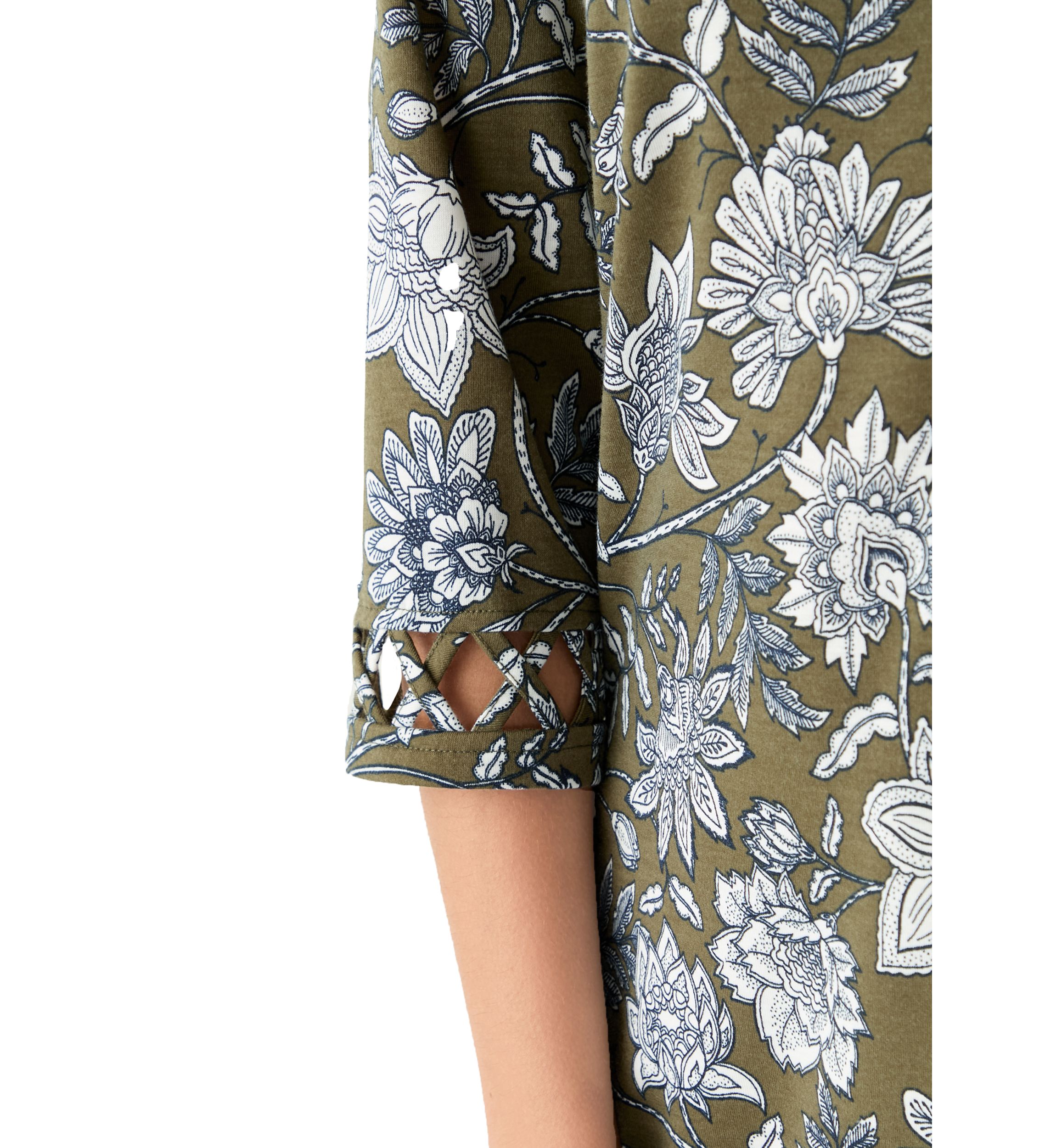 Womens Lattice Cuff Printed T-Shirt