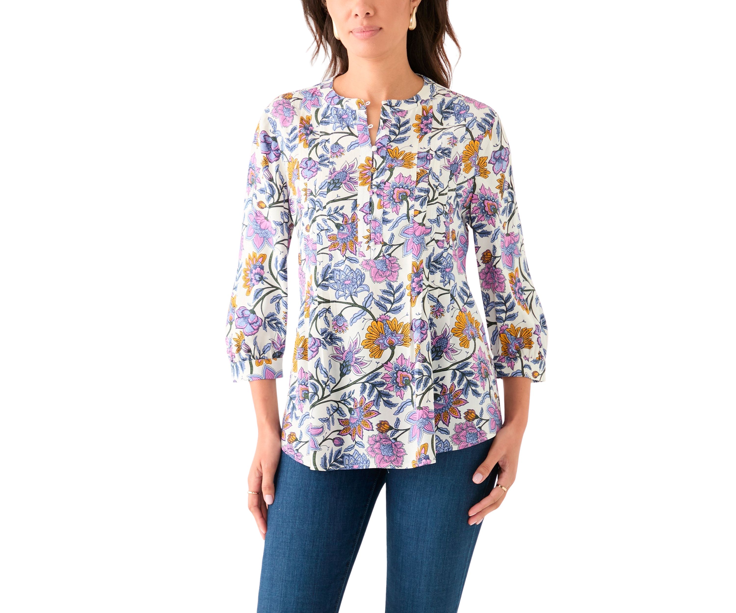 Womens Printed 3/4 Sleeve Top