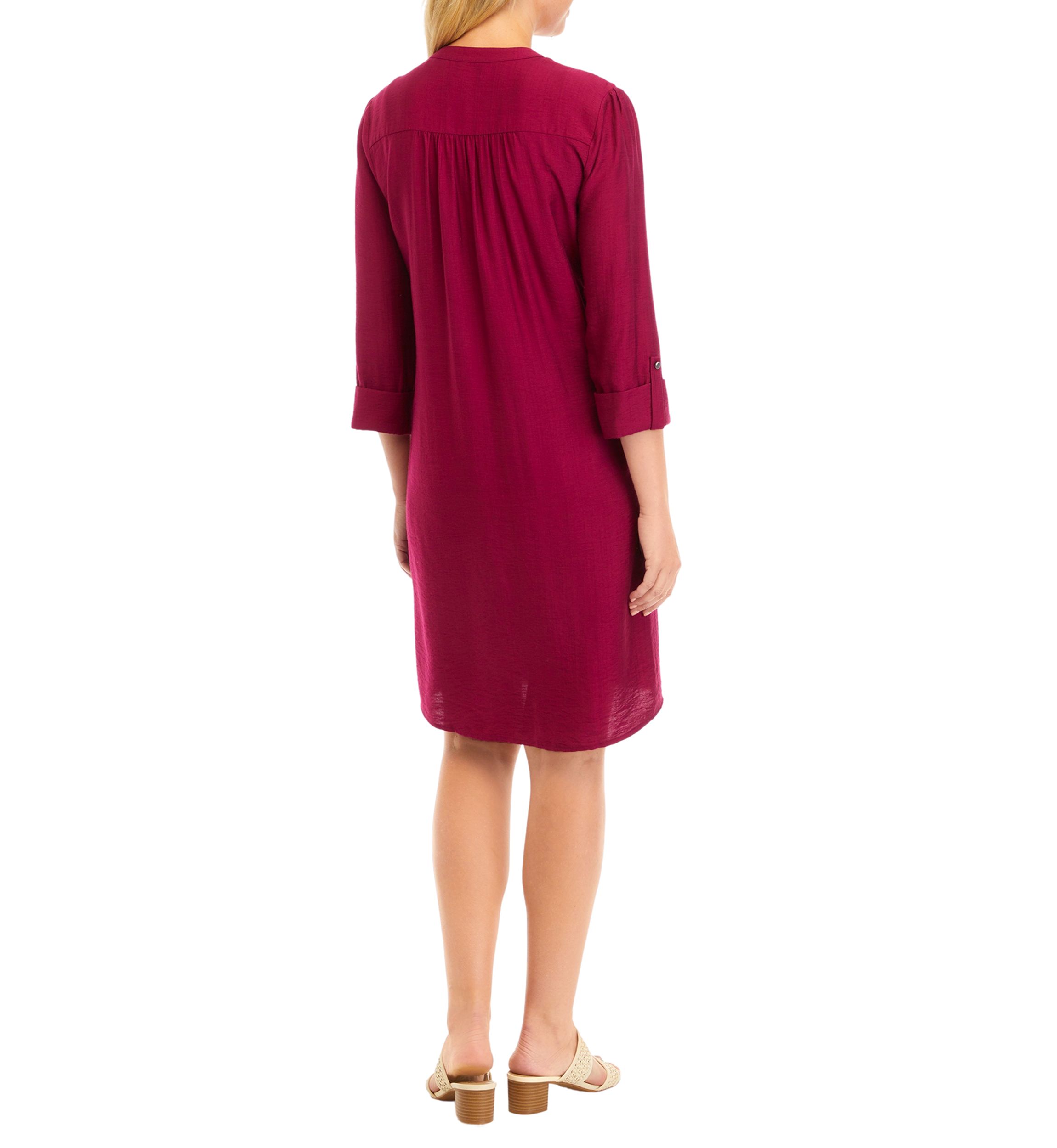 Womens Solid Henley Dress