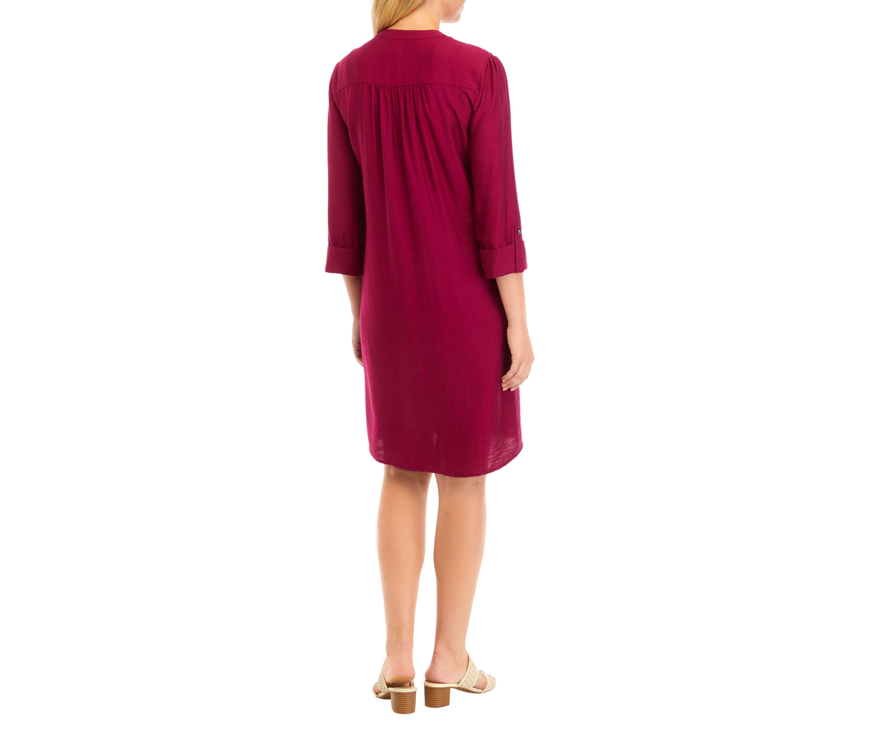 Womens Solid Henley Dress