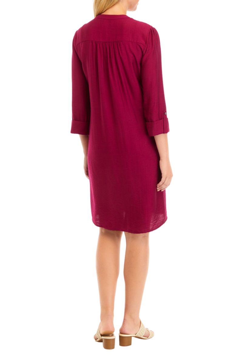 Womens Solid Henley Dress