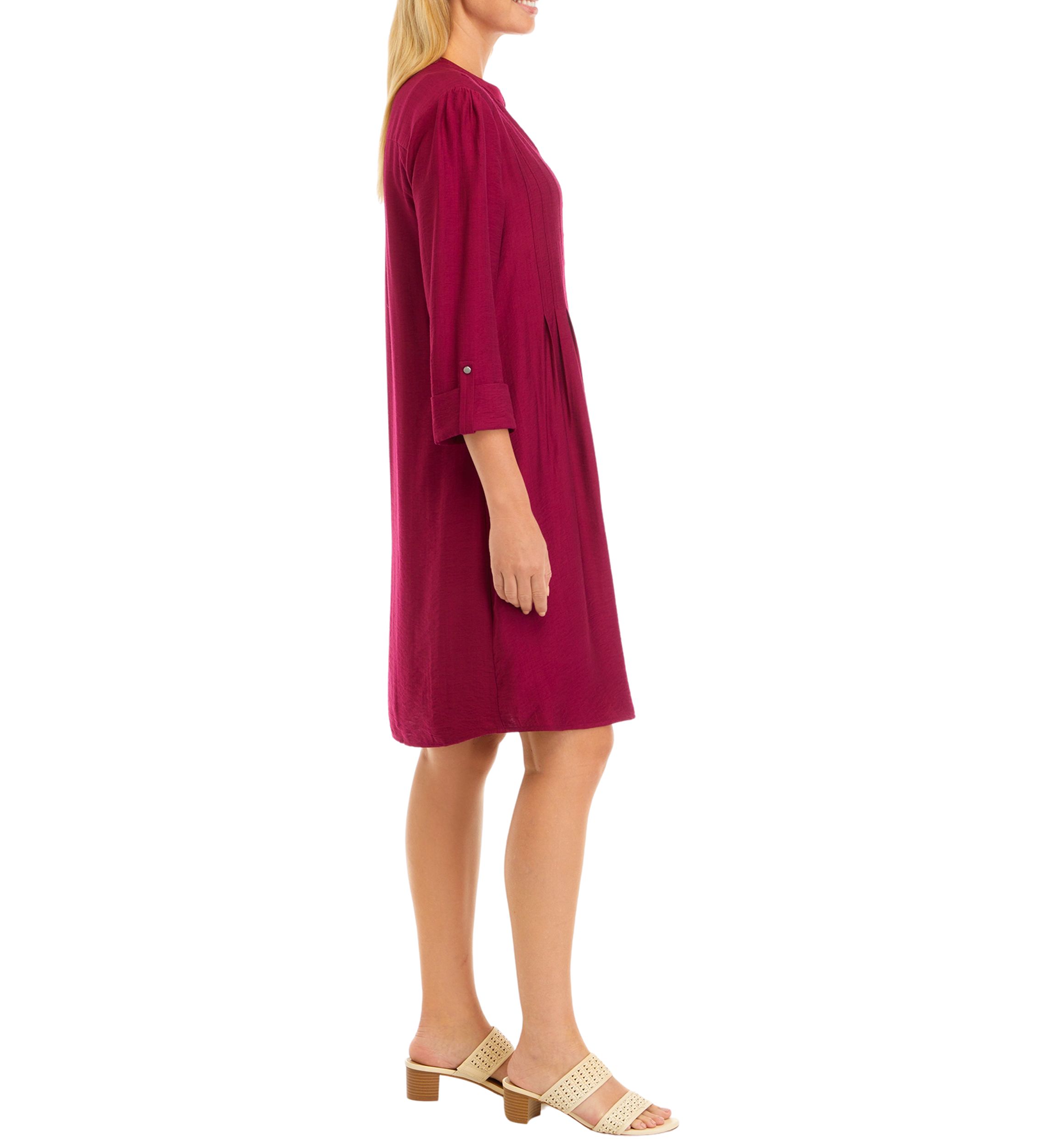 Womens Solid Henley Dress