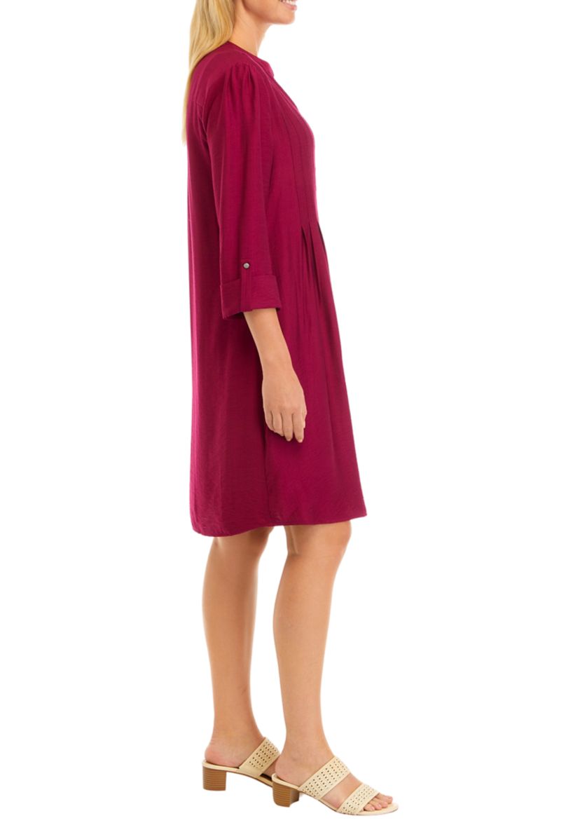 Womens Solid Henley Dress