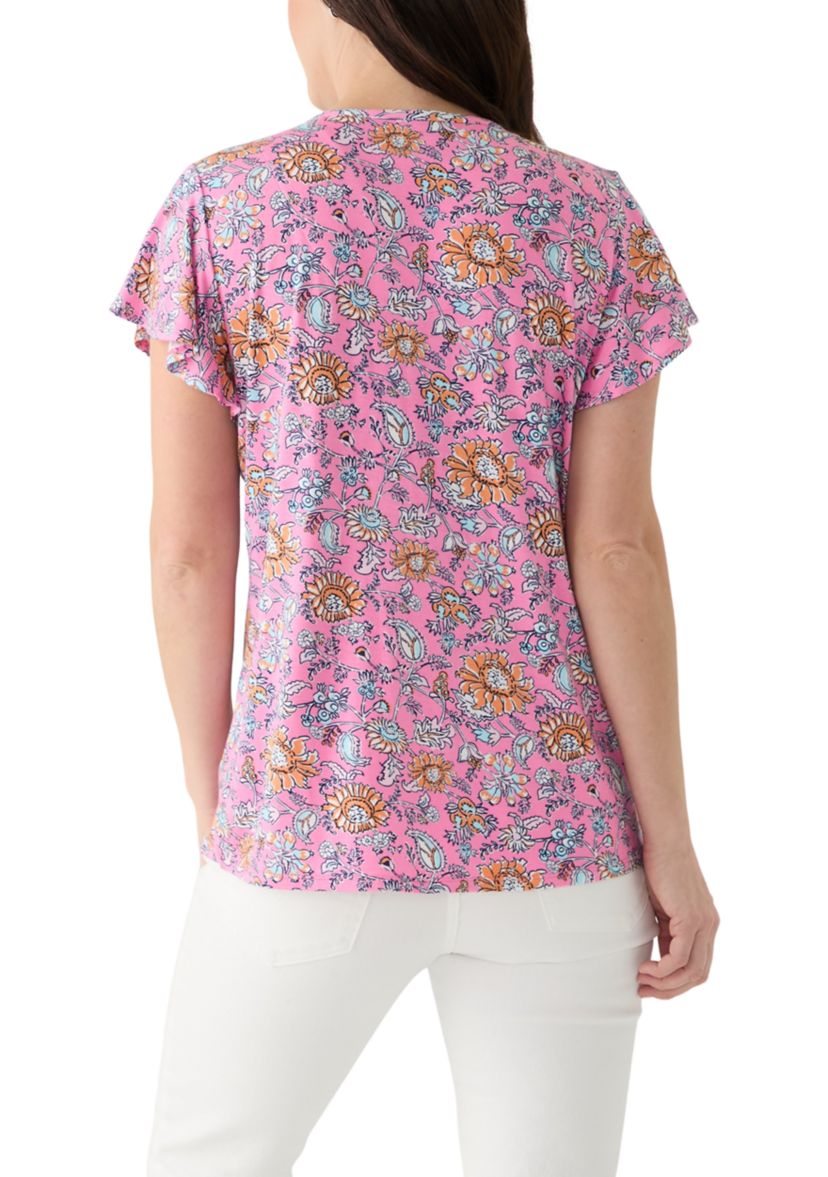 Womens Knit Printed Honeycomb Top