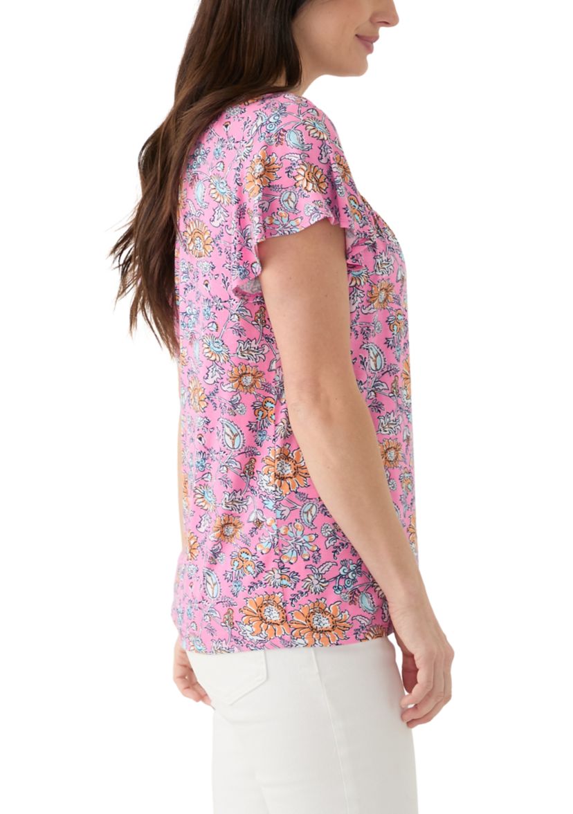 Womens Knit Printed Honeycomb Top