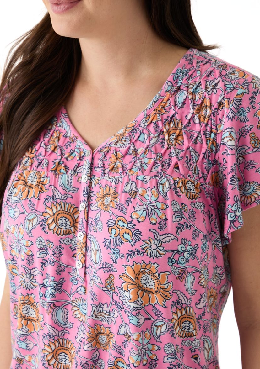 Womens Knit Printed Honeycomb Top