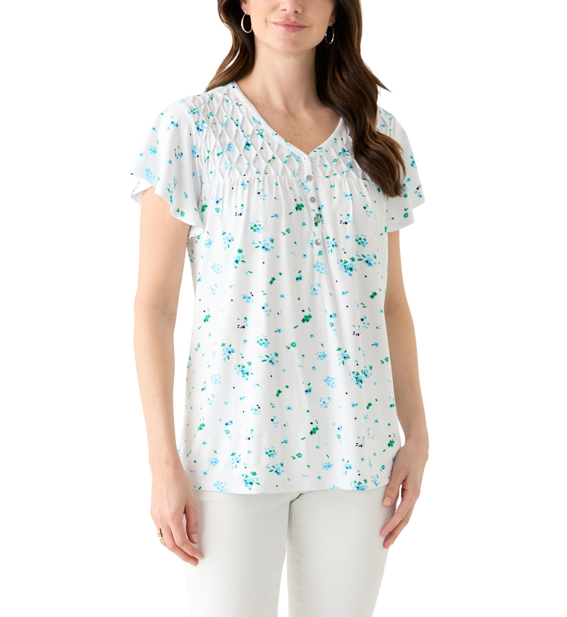 Womens Knit Printed Honeycomb Top