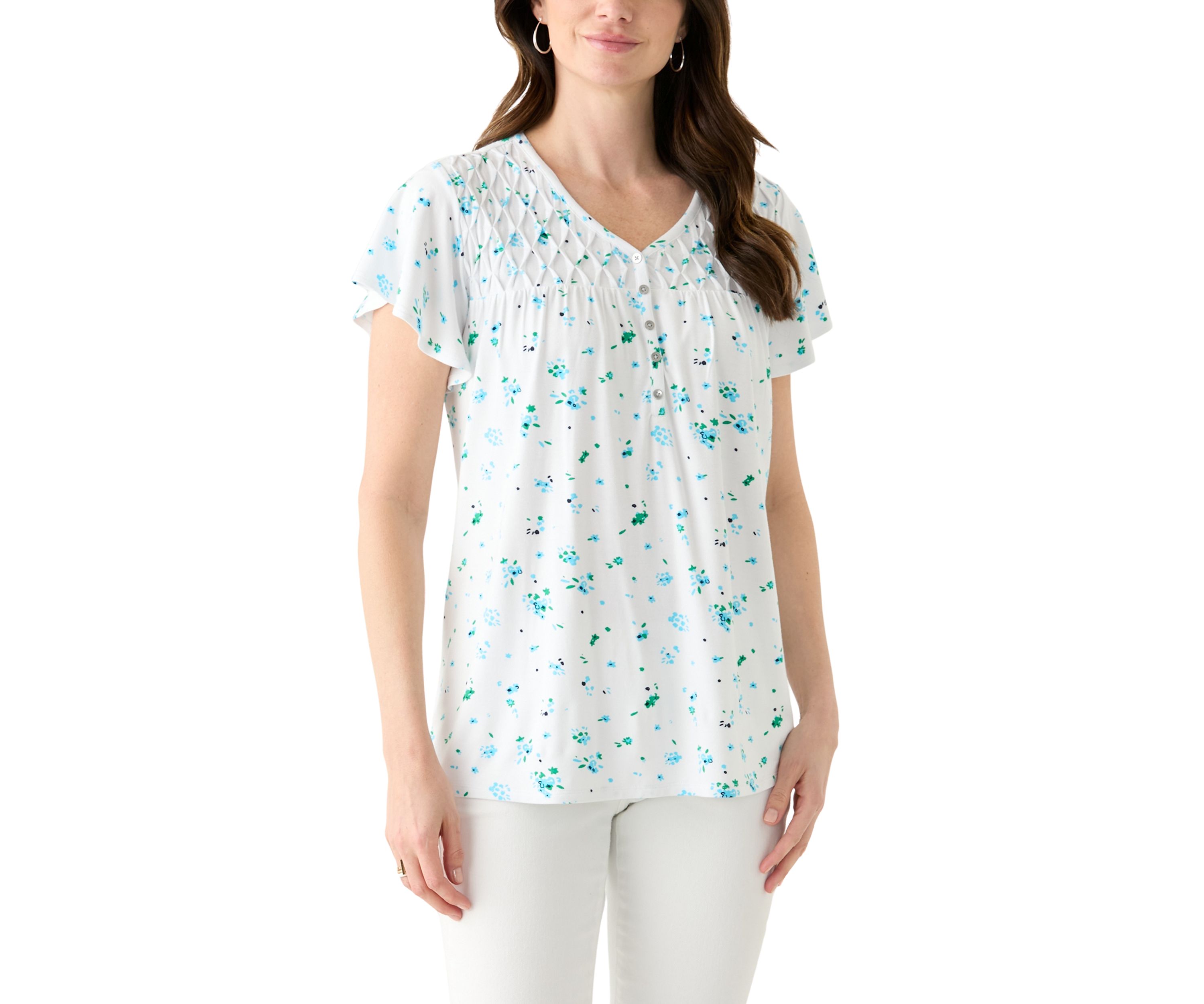 Womens Knit Printed Honeycomb Top
