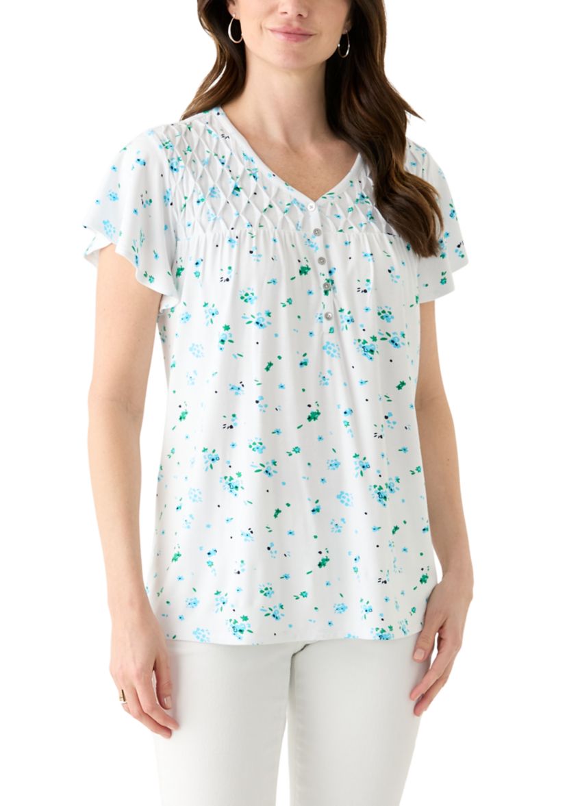 Womens Knit Printed Honeycomb Top