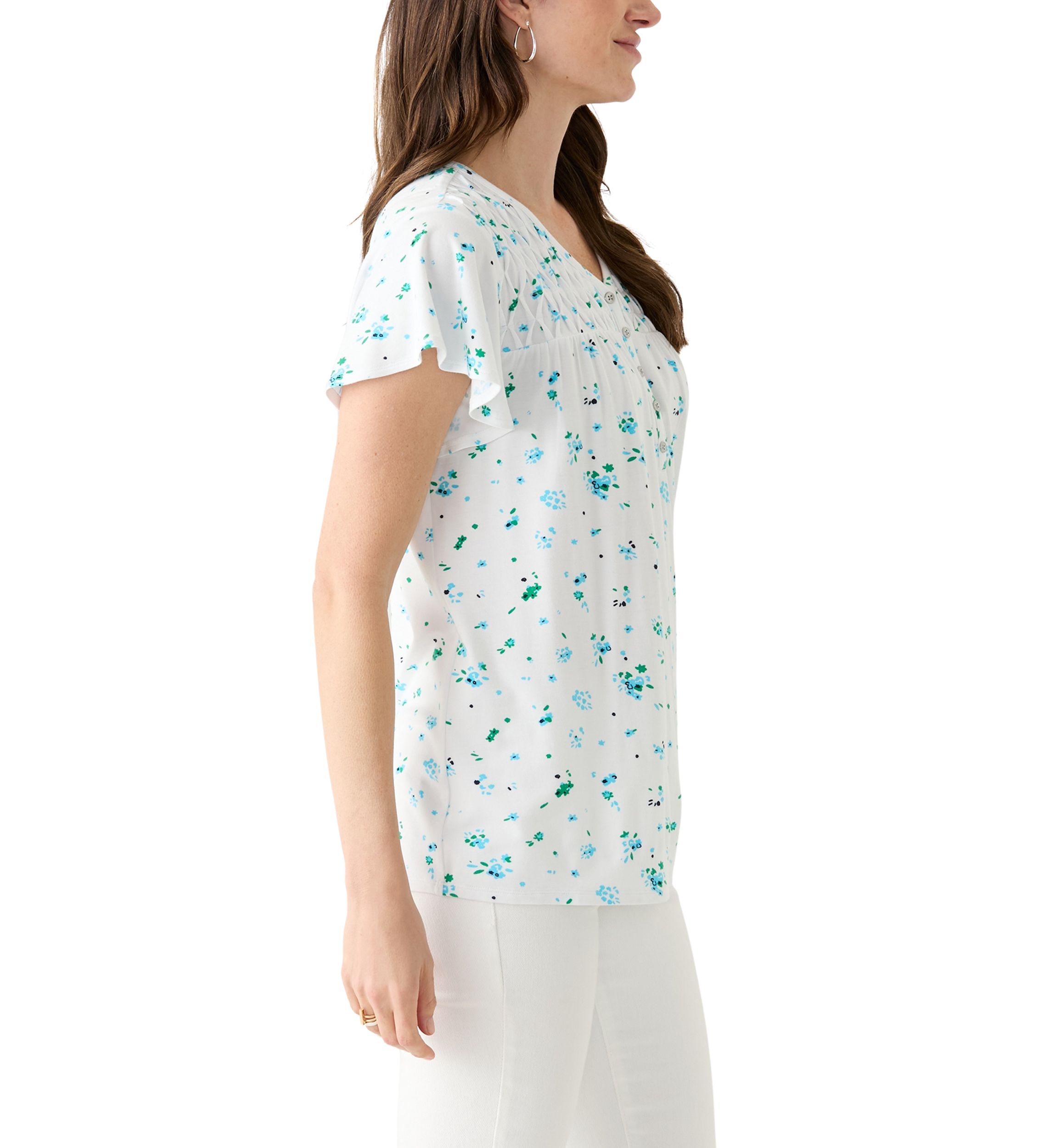 Womens Knit Printed Honeycomb Top