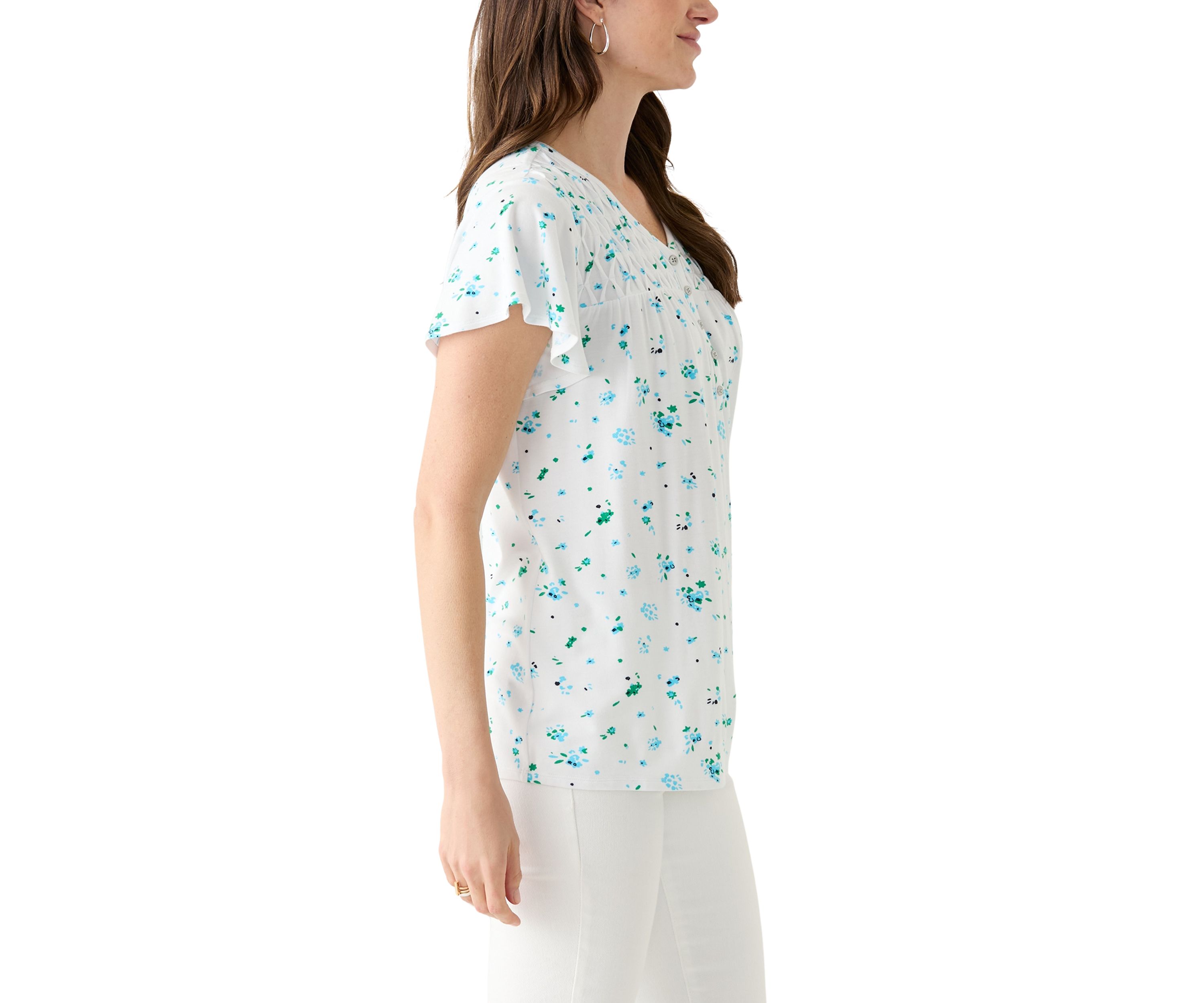 Womens Knit Printed Honeycomb Top