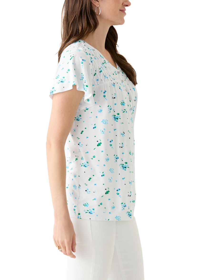 Womens Knit Printed Honeycomb Top