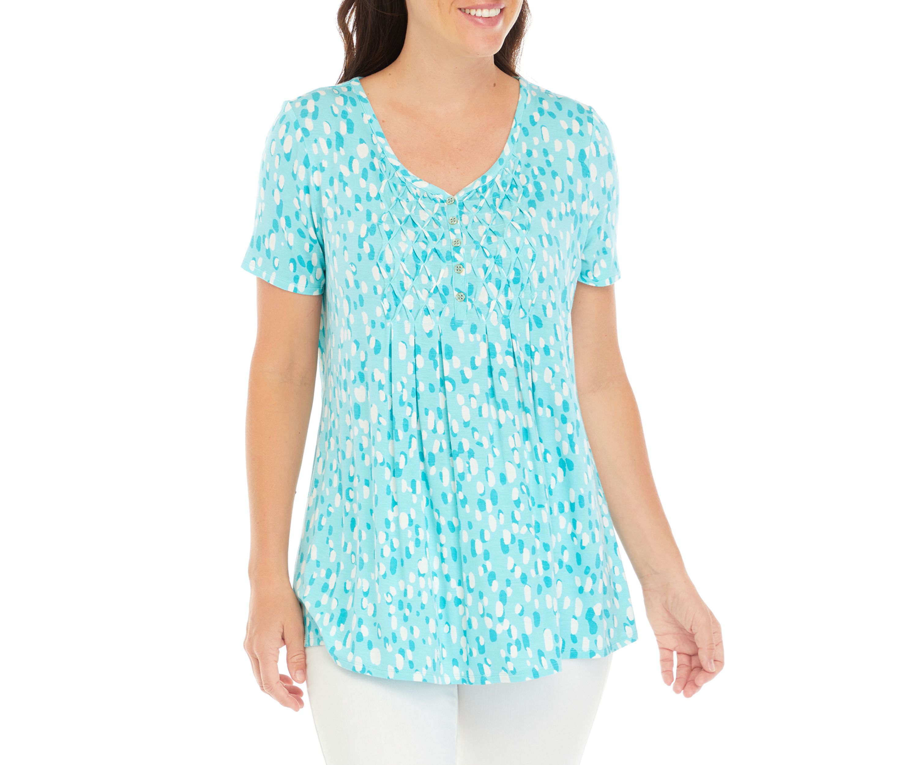 Womens Short Sleeve Honeycomb Top