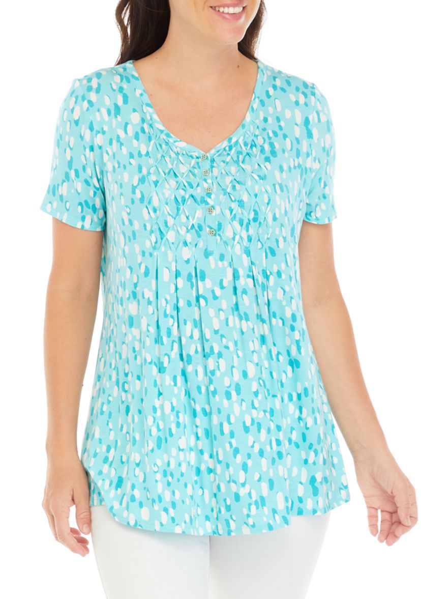 Womens Short Sleeve Honeycomb Top