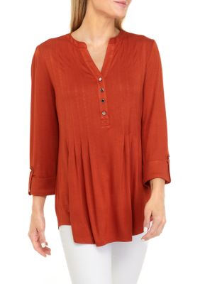 Kim Rogers® Women's Roll Tab Henley Shirt | belk